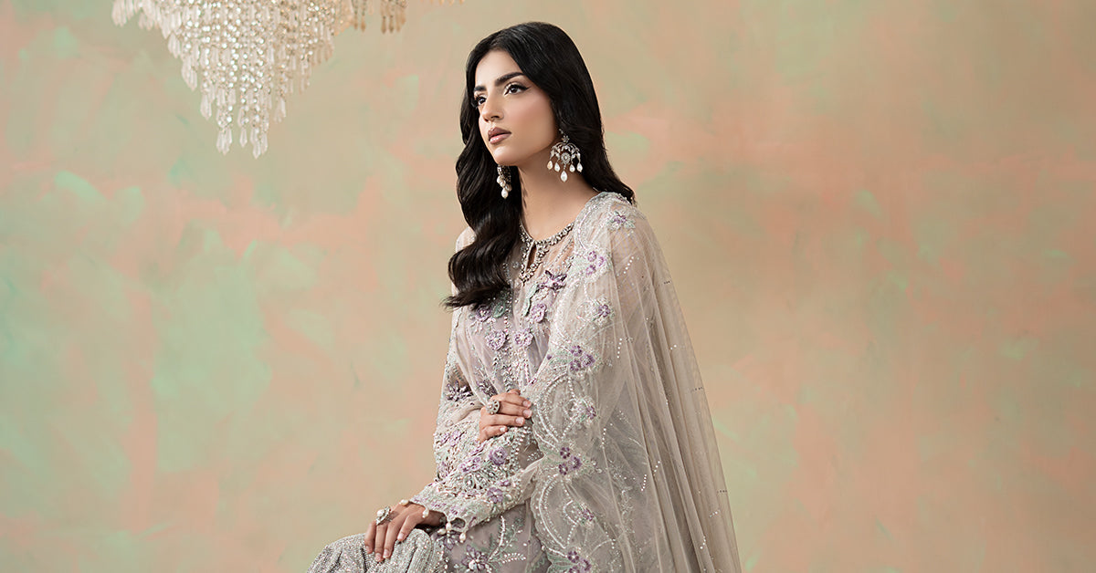 3 Piece Embroidered Net Suit