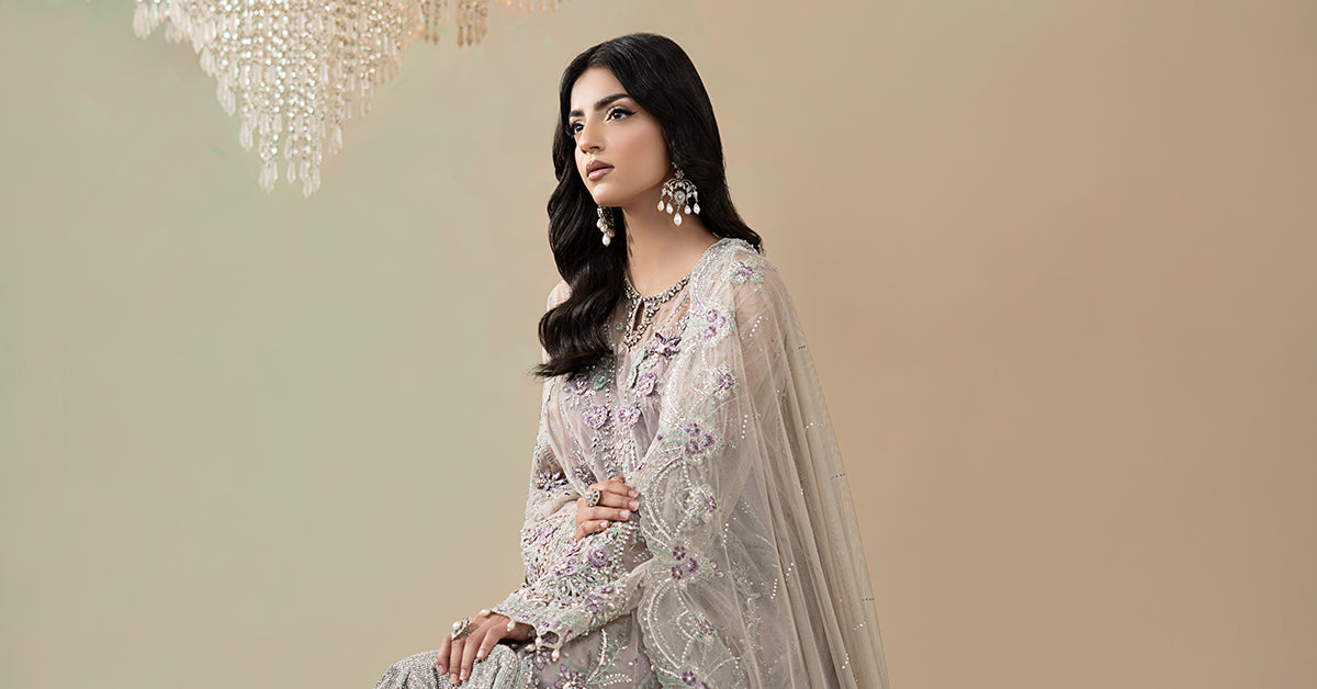 3 Piece Embroidered Net Suit