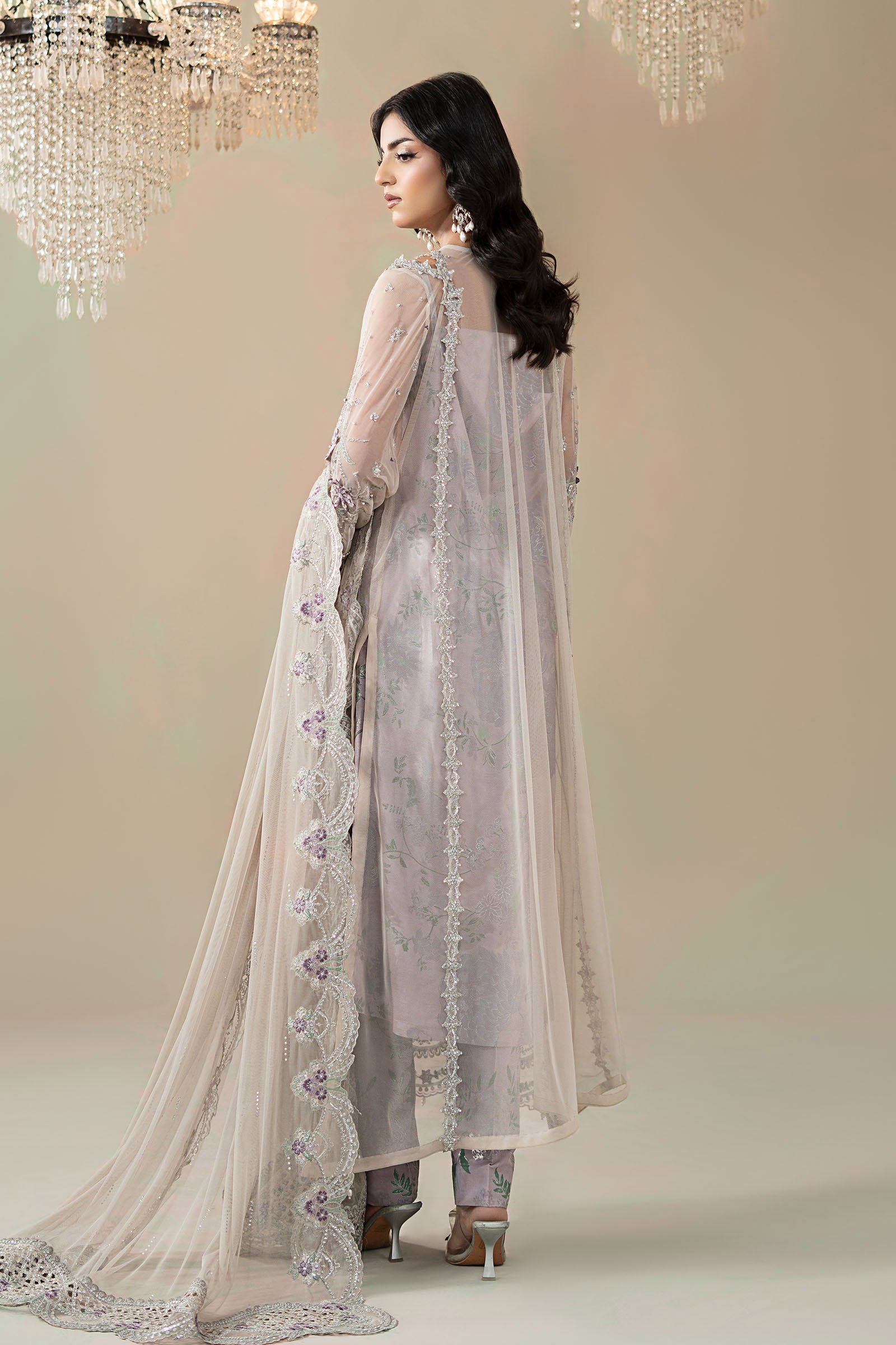 3 Piece Embroidered Net Suit