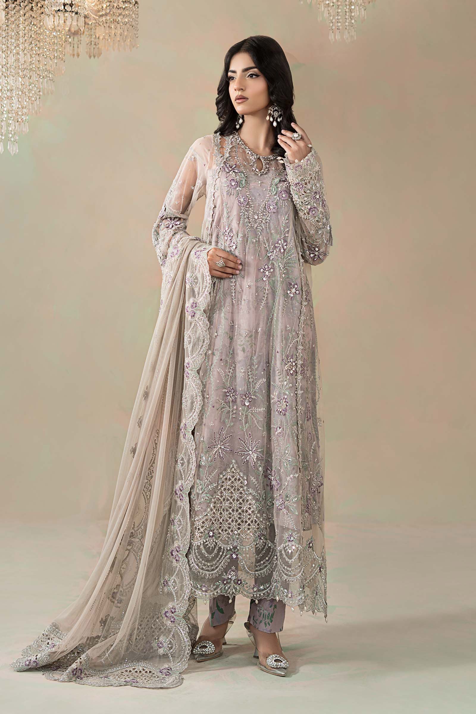 3 Piece Embroidered Net Suit