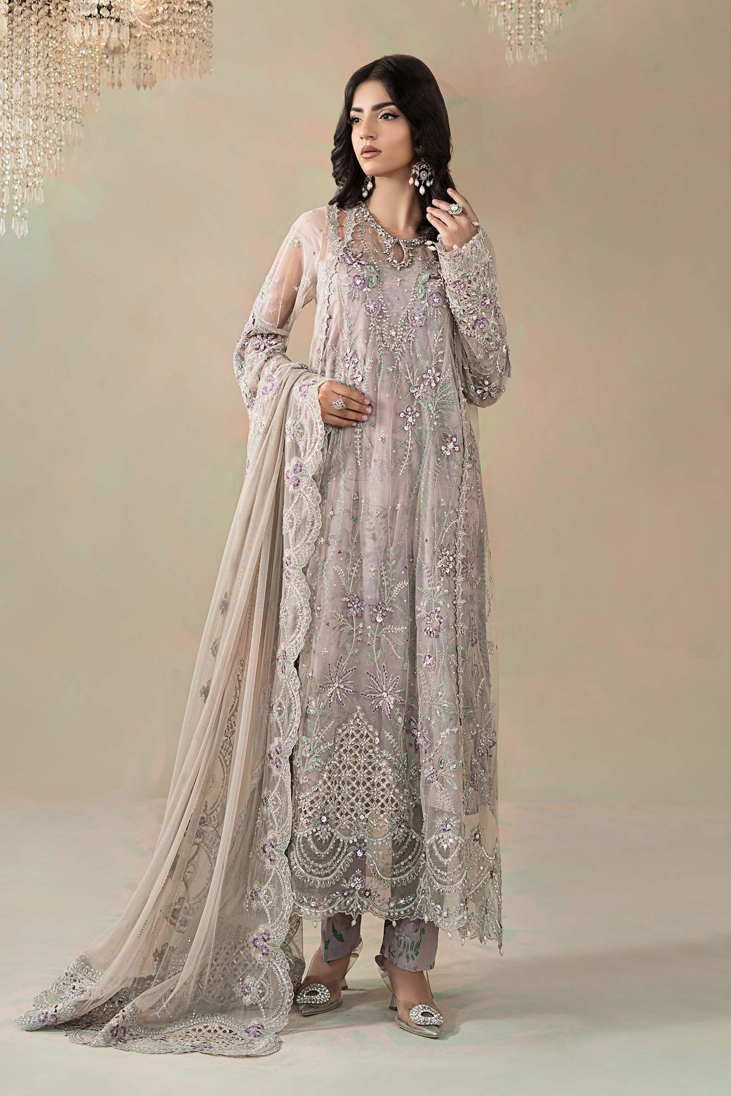 3 Piece Embroidered Net Suit