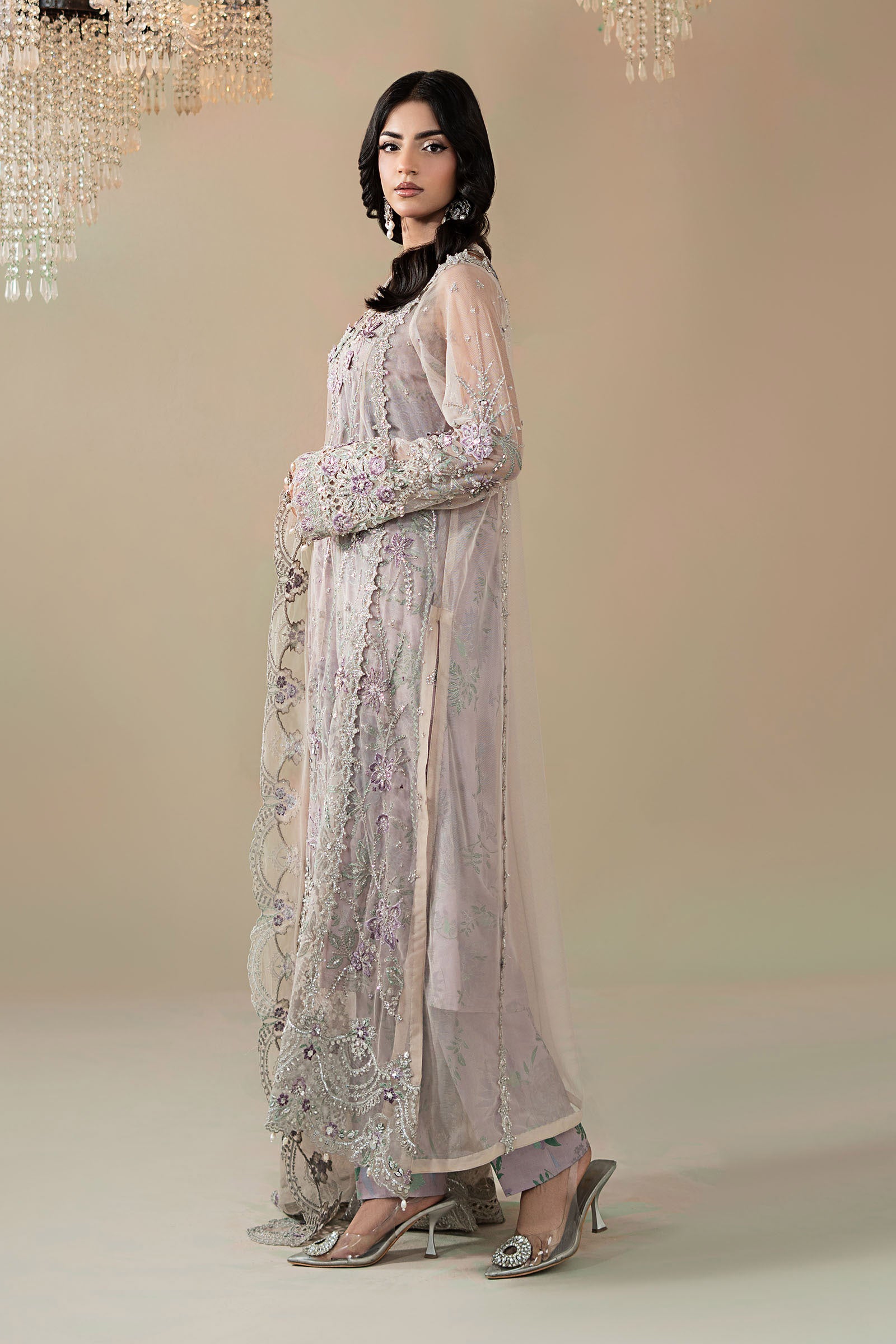 3 Piece Embroidered Net Suit