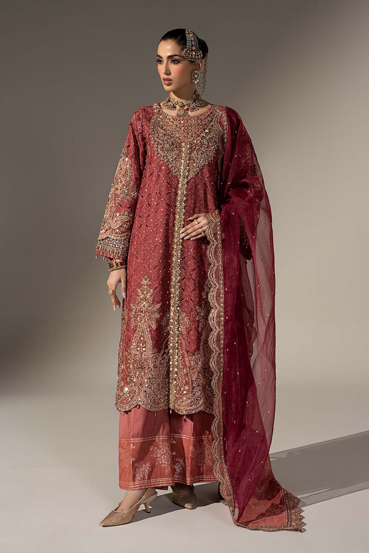 3 Piece Embroidered Organza Suit