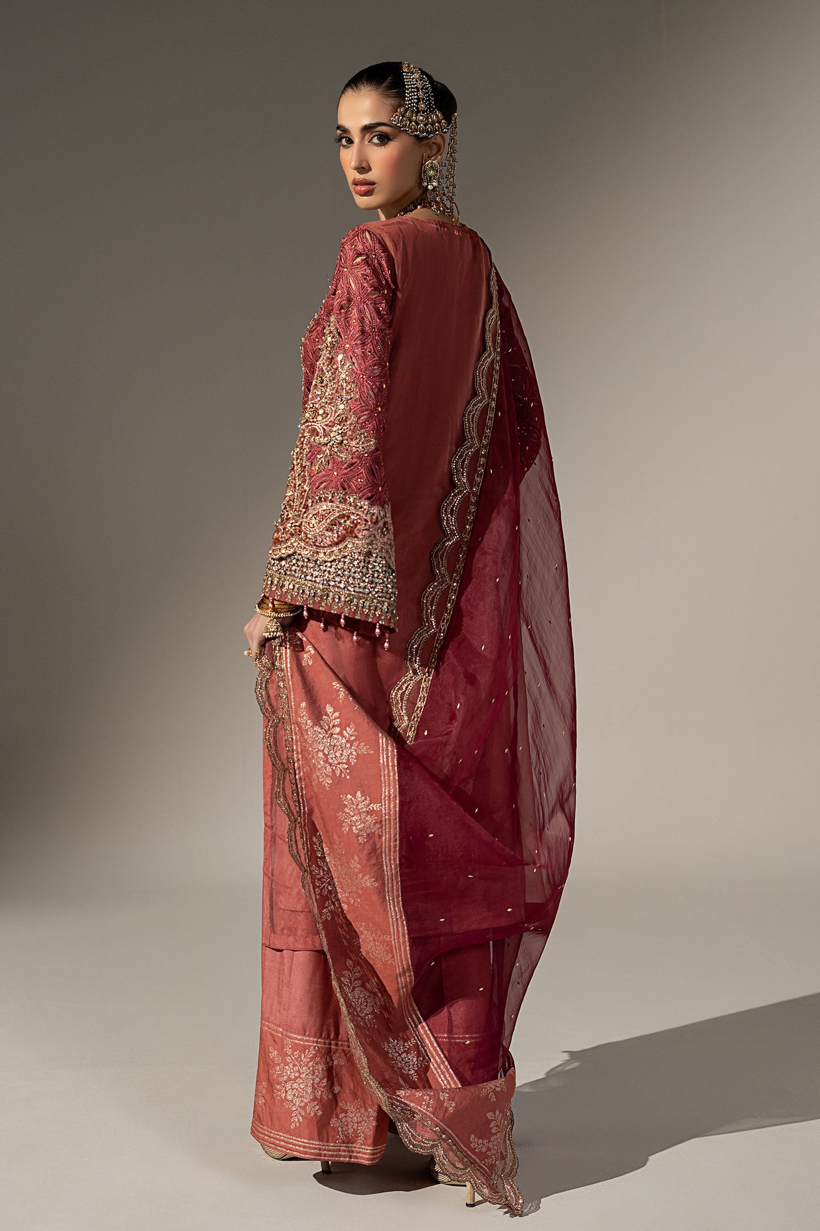 3 Piece Embroidered Organza Suit