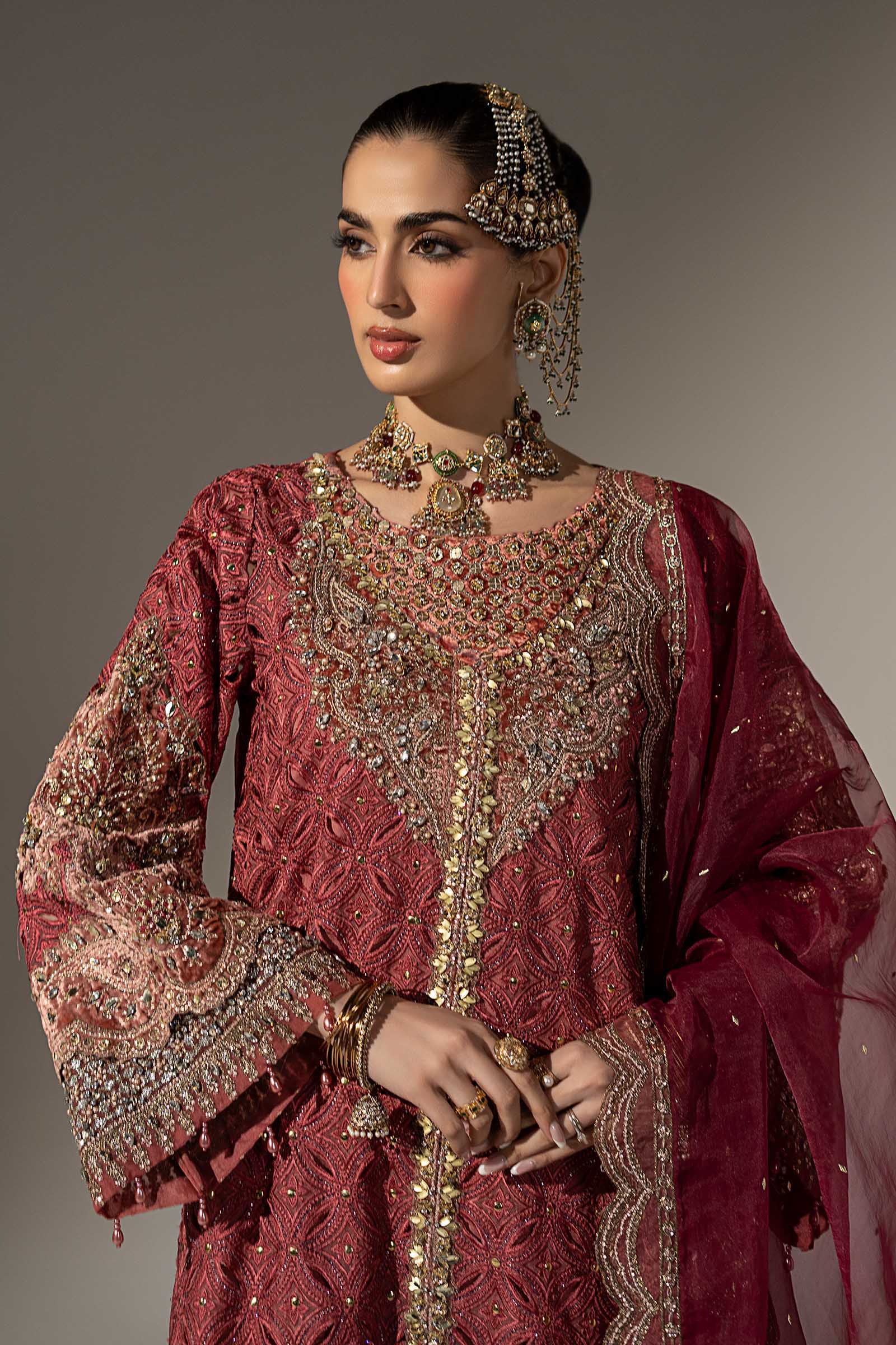 3 Piece Embroidered Organza Suit