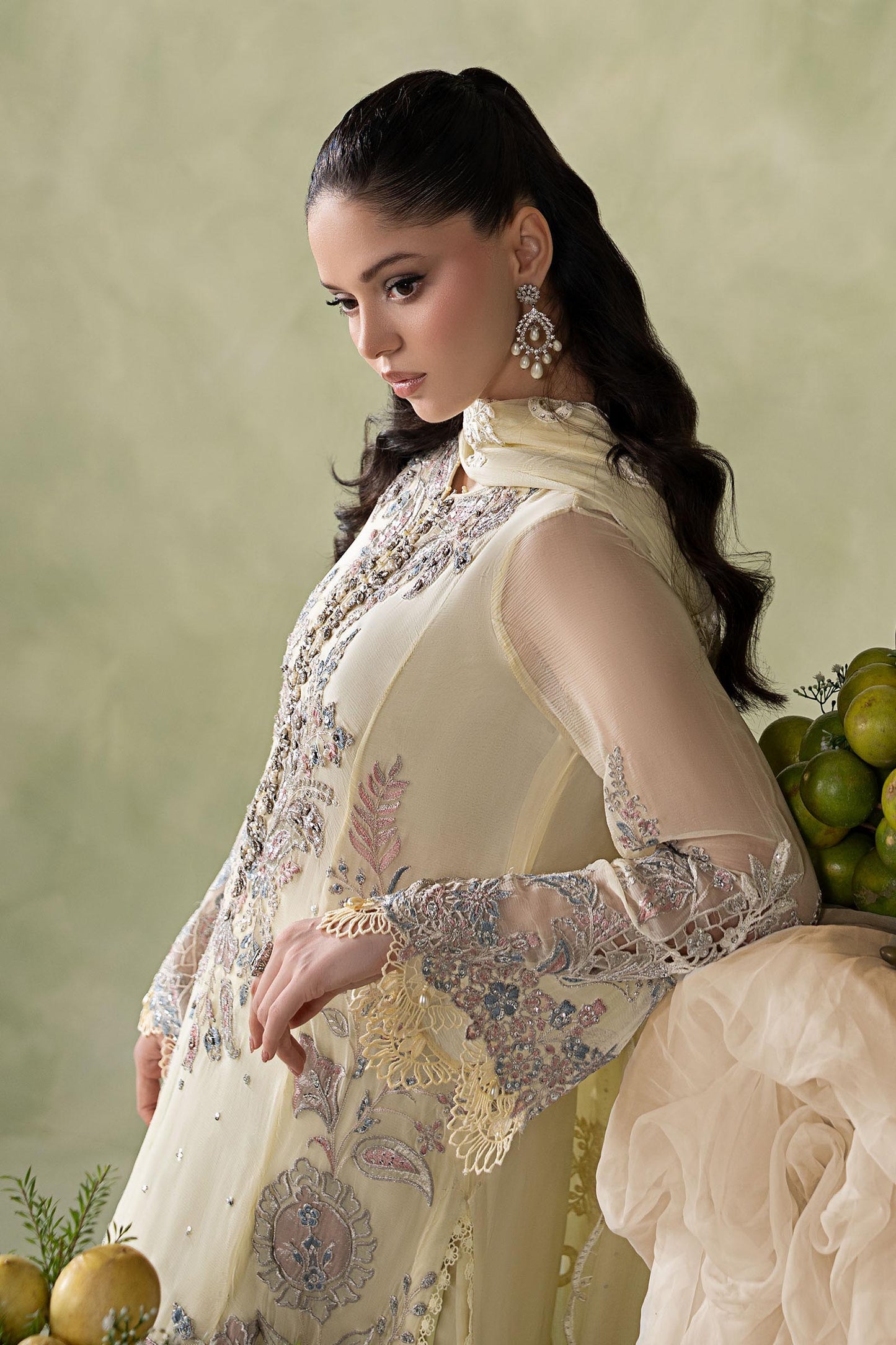 3 Piece Embroidered Chiffon Suit