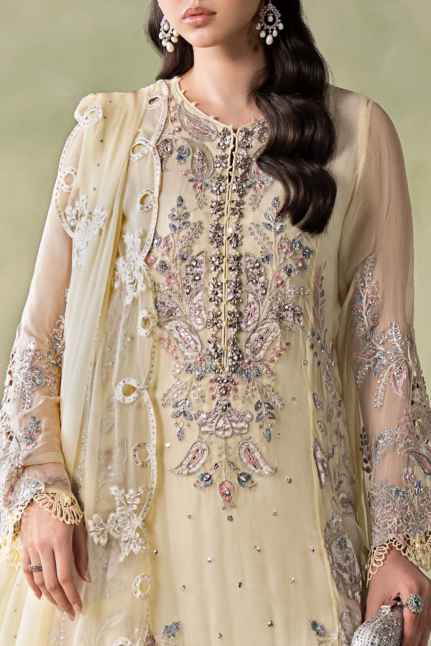 3 Piece Embroidered Chiffon Suit