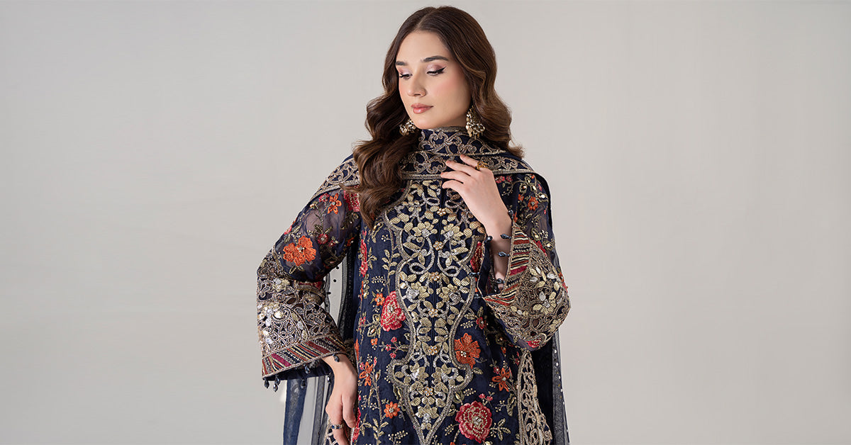 3 Piece Embroidered Organza Suit | BDS-2808