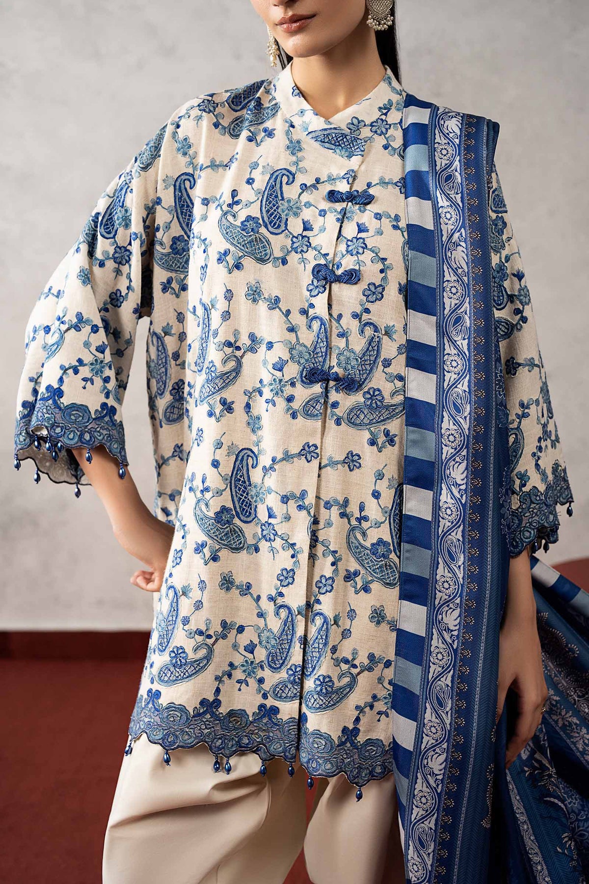 3 Piece Embroidered Irish Linen Suit