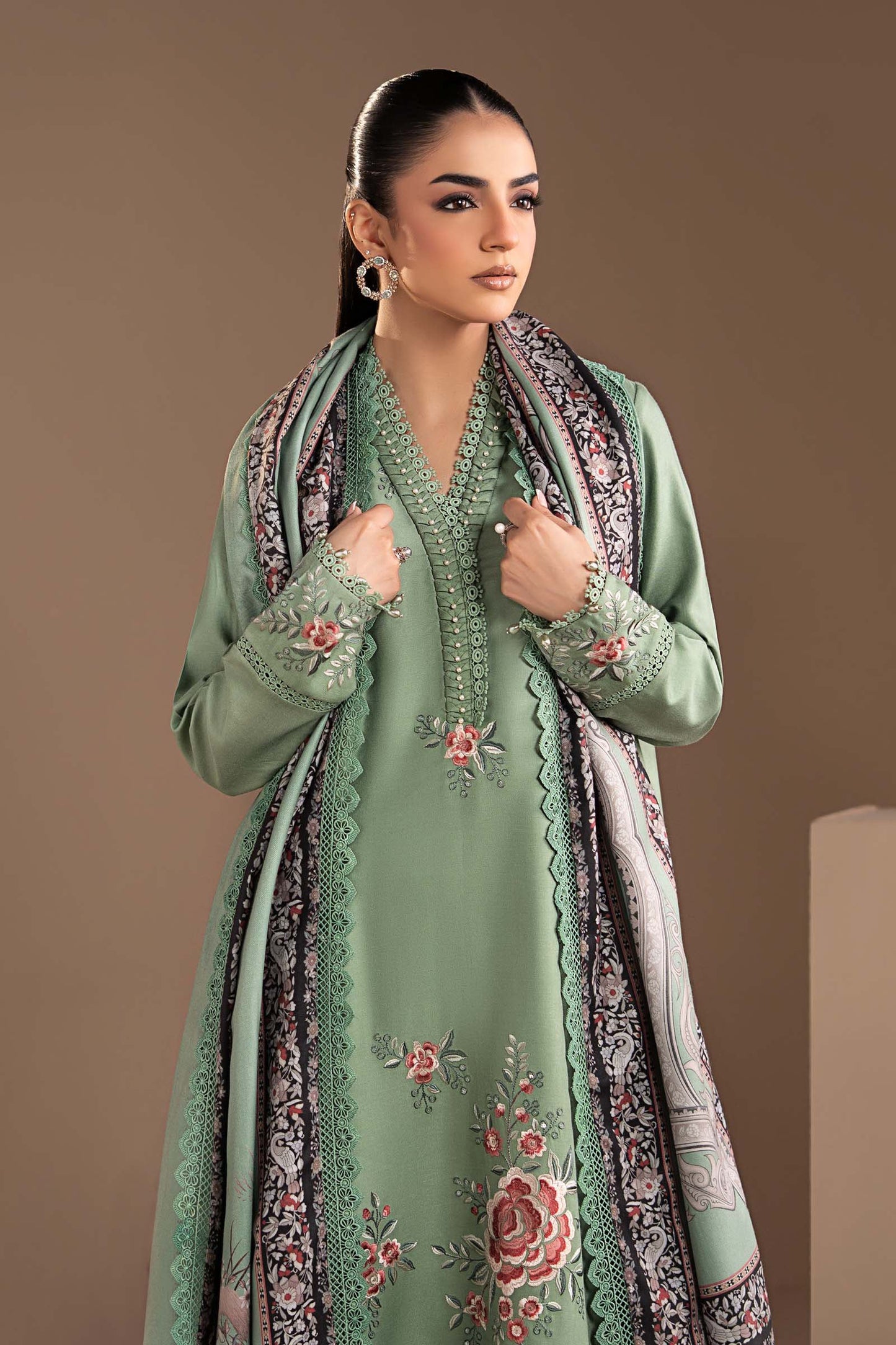 3 Piece Embroidered Twill Linen Suit