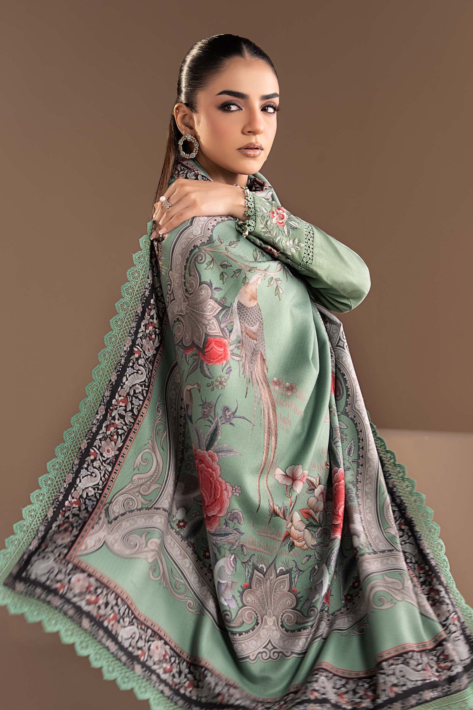 3 Piece Embroidered Twill Linen Suit