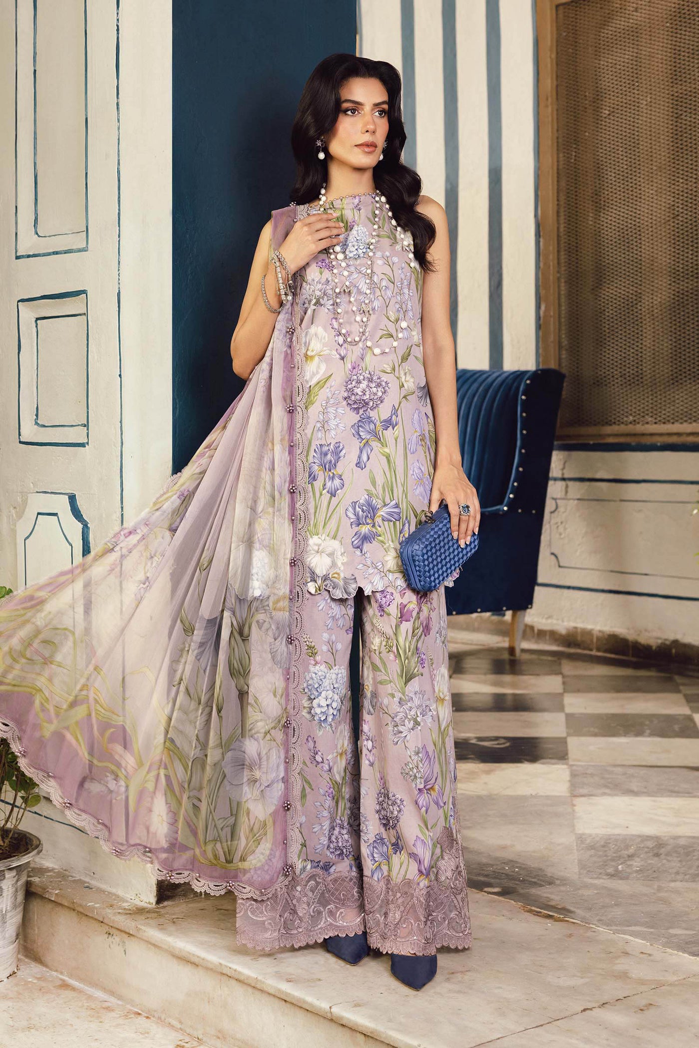 3 Piece Unstitched Embroidered Cambric Suit | MPT-2708-A