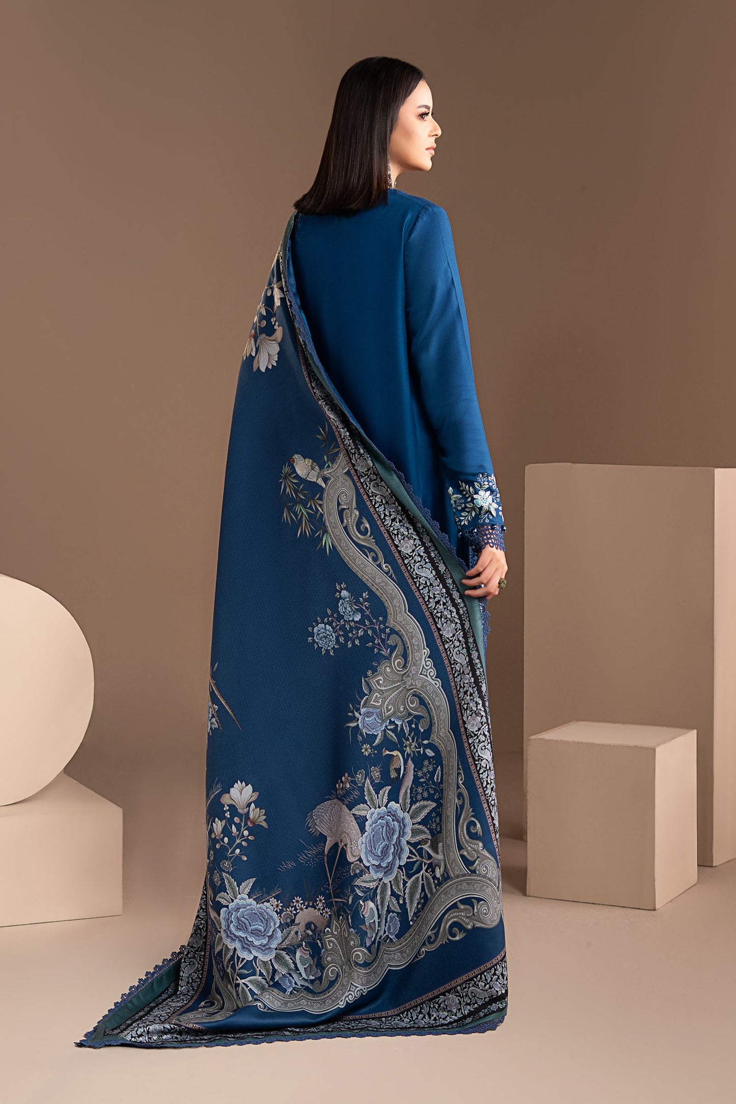 3 Piece Embroidered Twill Linen Suit