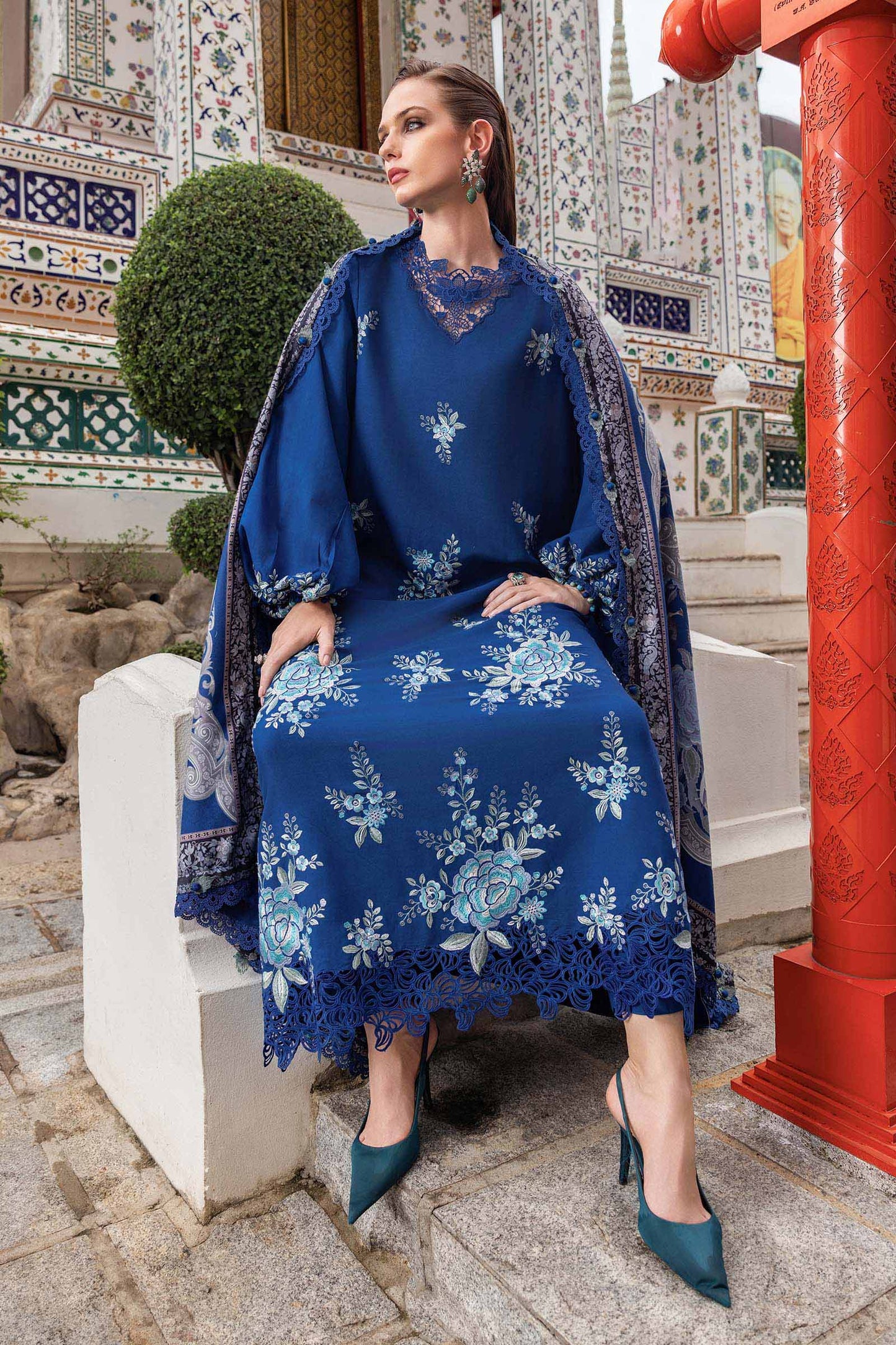 3 Piece Unstitched Embroidered Twill Linen Suit