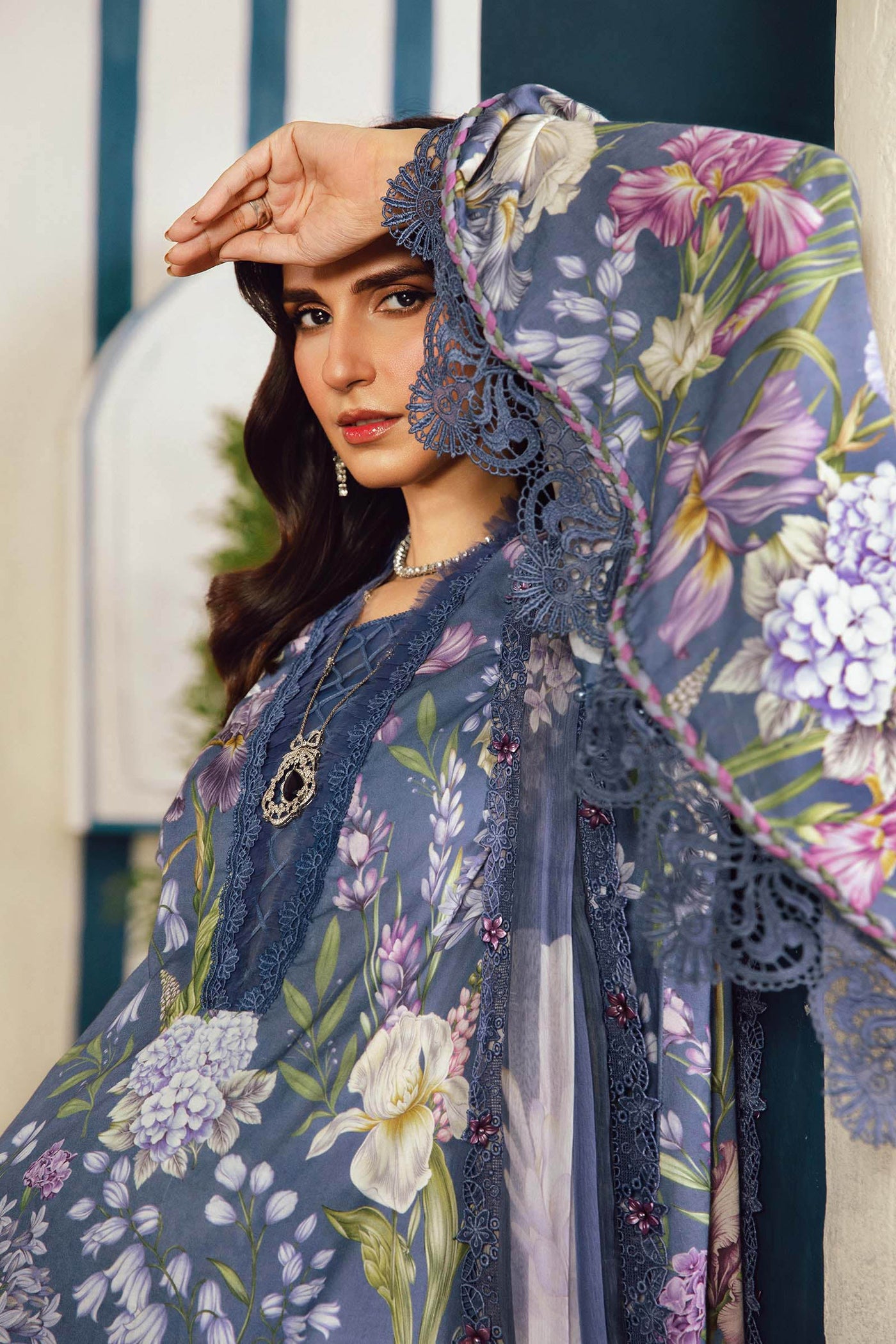 3 Piece Unstitched Embroidered Cambric Suit | MPT-2708-B