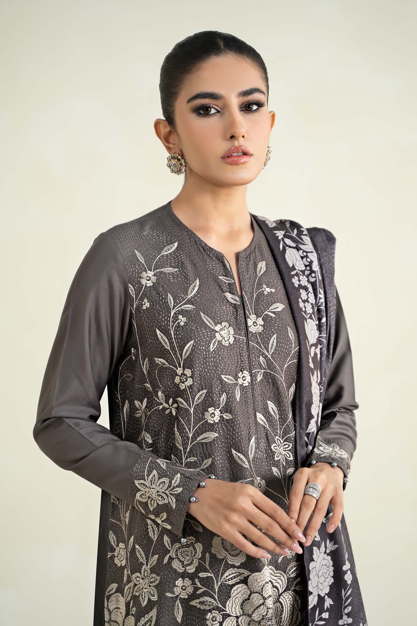 3 Piece Printed Linen Suit | MPS-2408-B