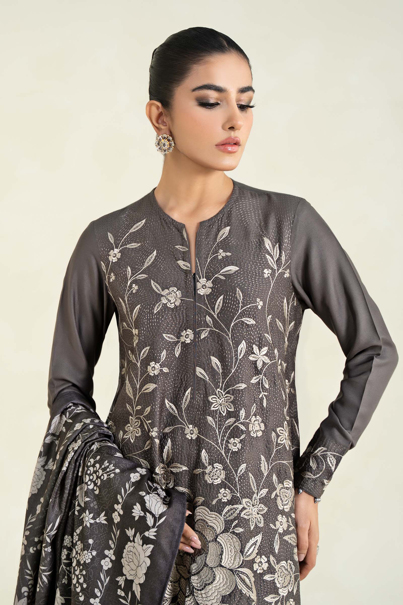 3 Piece Printed Linen Suit | MPS-2408-B
