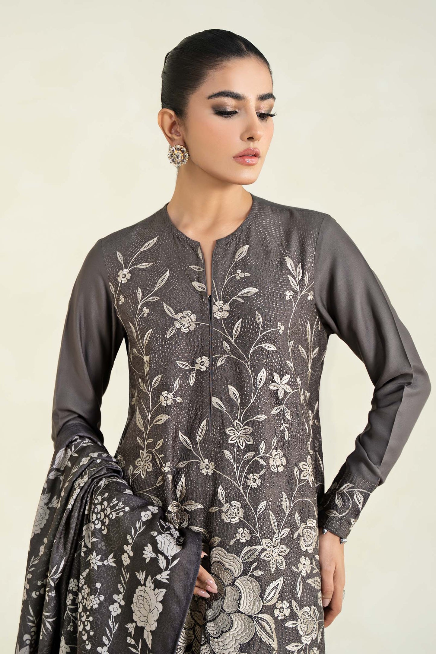 3 Piece Printed Linen Suit | MPS-2408-B