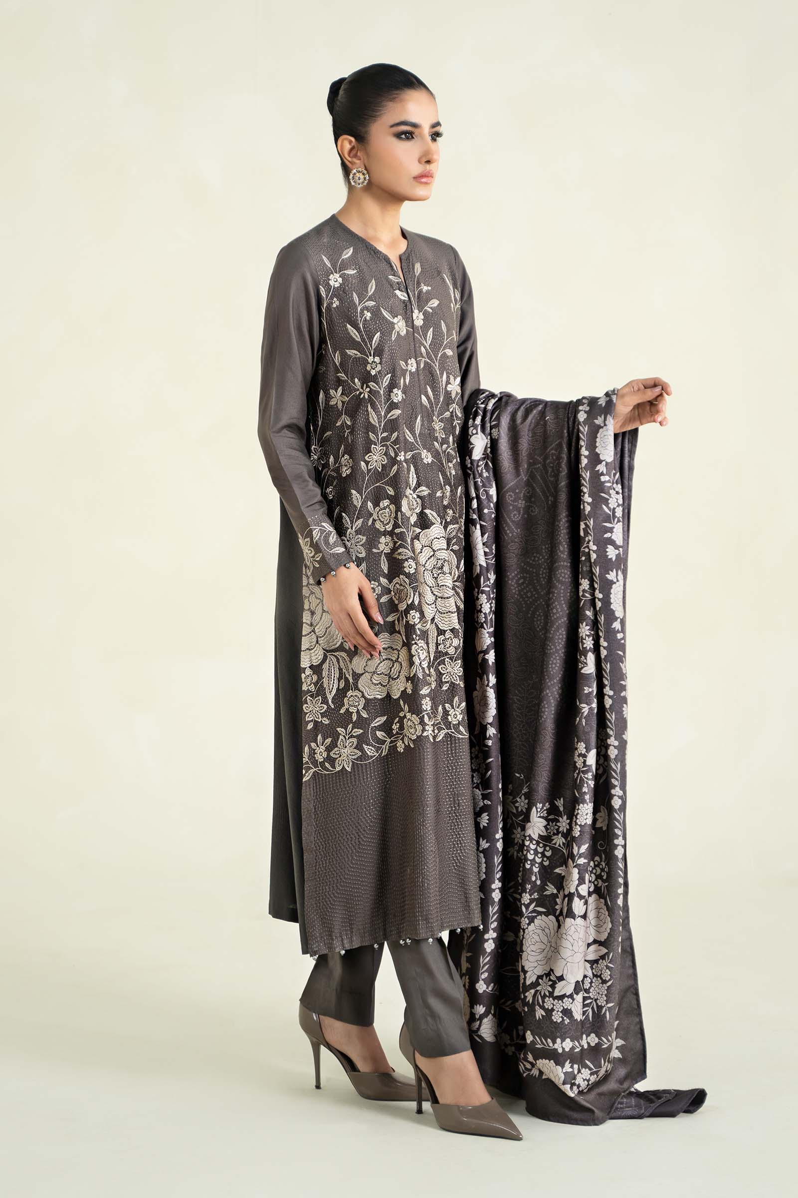 3 Piece Printed Linen Suit | MPS-2408-B