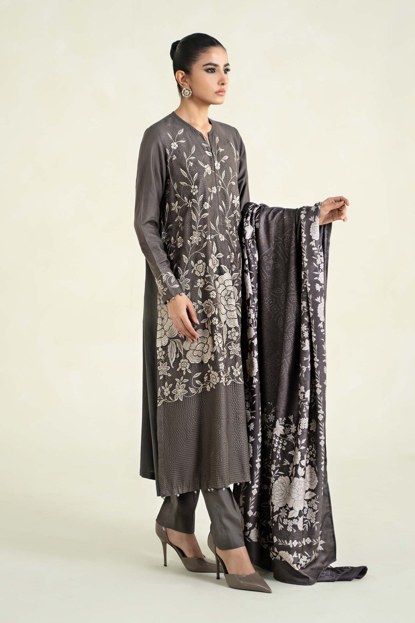 3 Piece Printed Linen Suit | MPS-2408-B