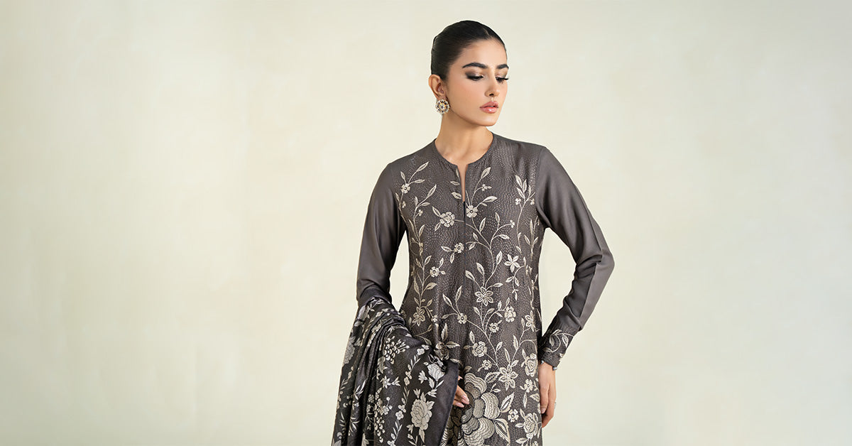 3 Piece Printed Linen Suit | MPS-2408-B