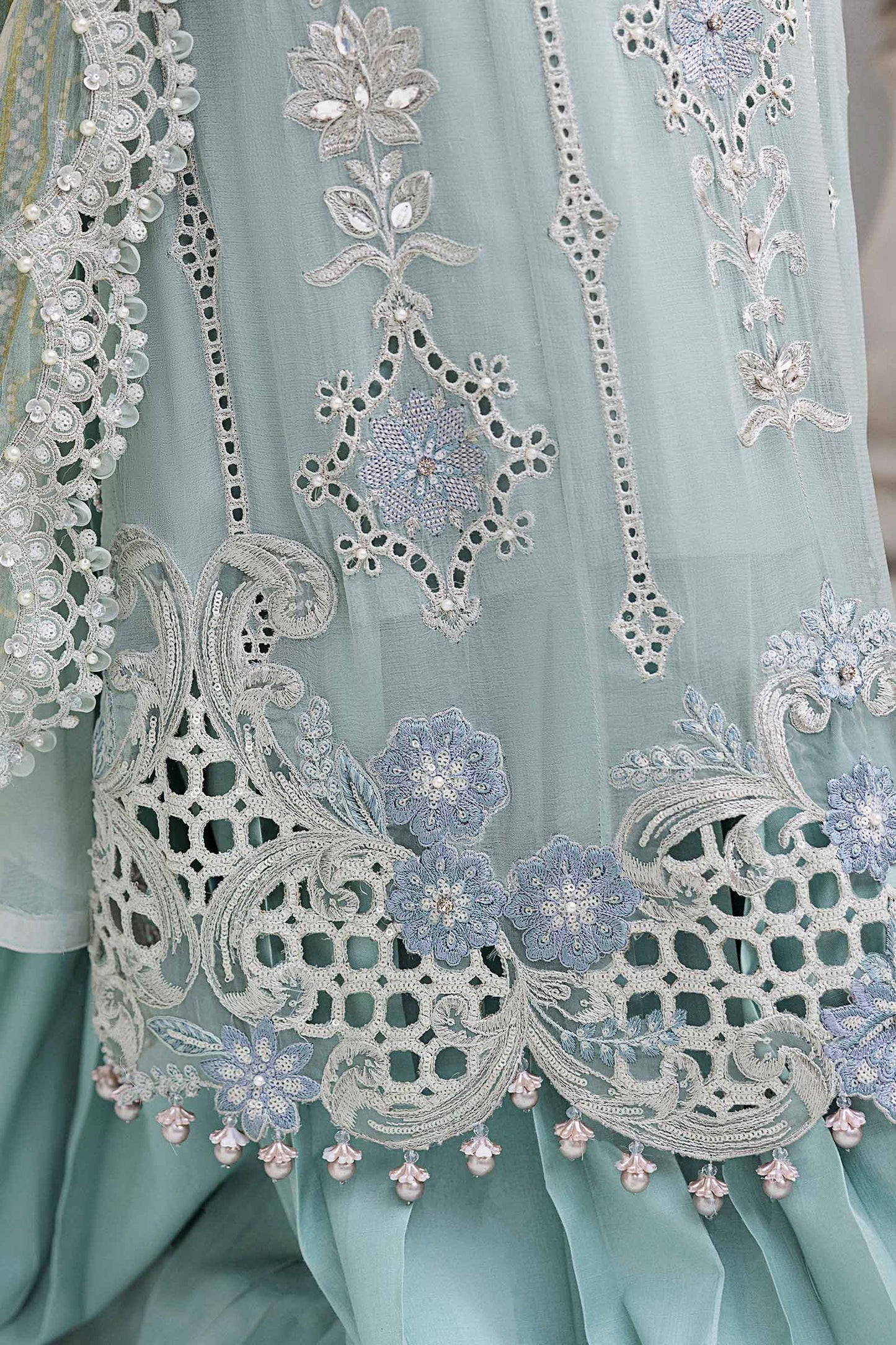 3 Piece Unstitched Embroidered Chiffon Suit | MPC-25-108