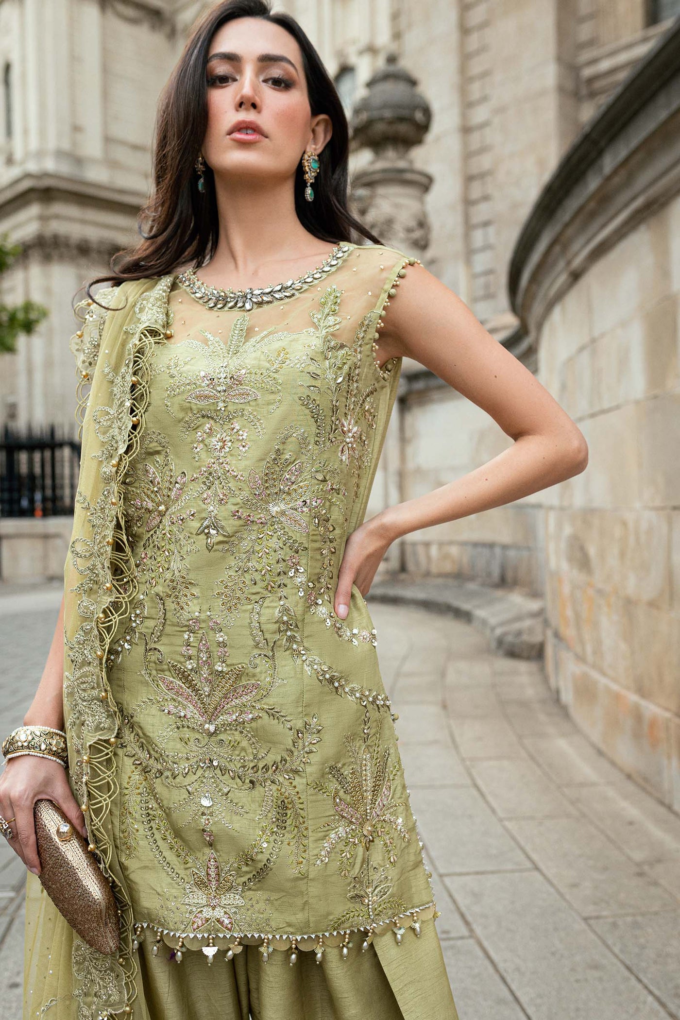 3 Piece Unstitched Embroidered Raw Silk Suit