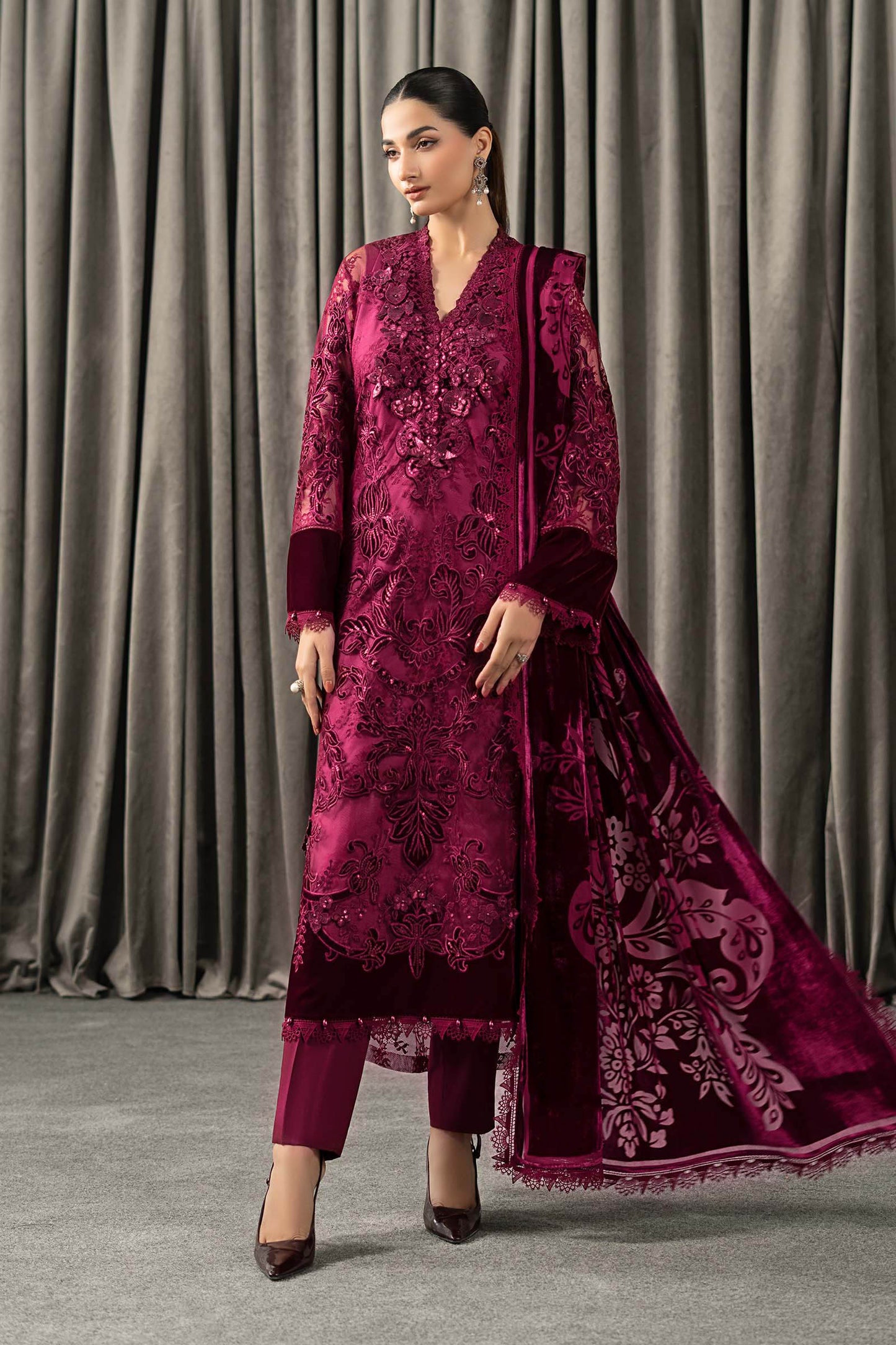 3 Piece Embroidered Chantilly Suit