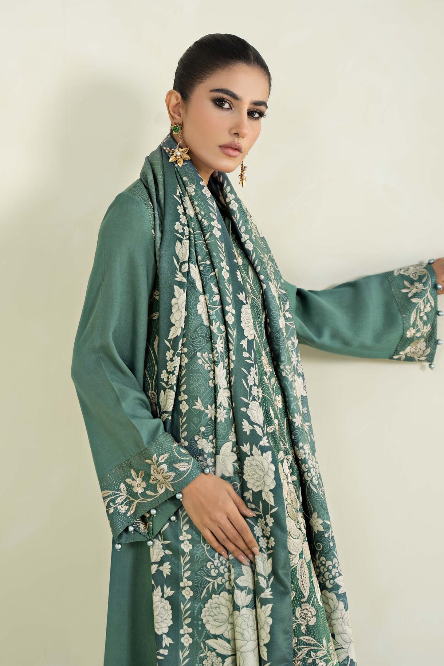 3 Piece Printed Linen Suit | MPS-2408-A