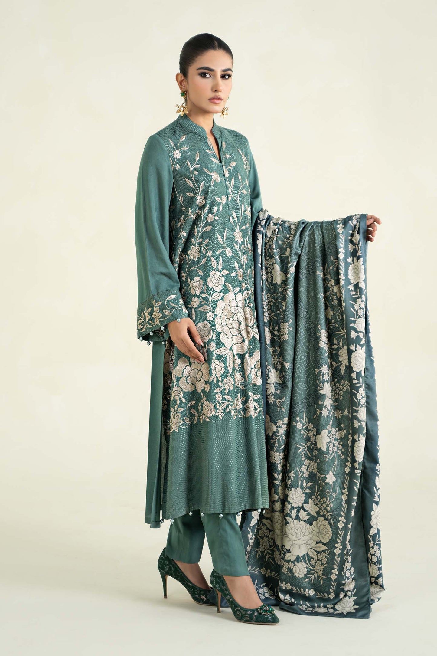 3 Piece Printed Linen Suit | MPS-2408-A