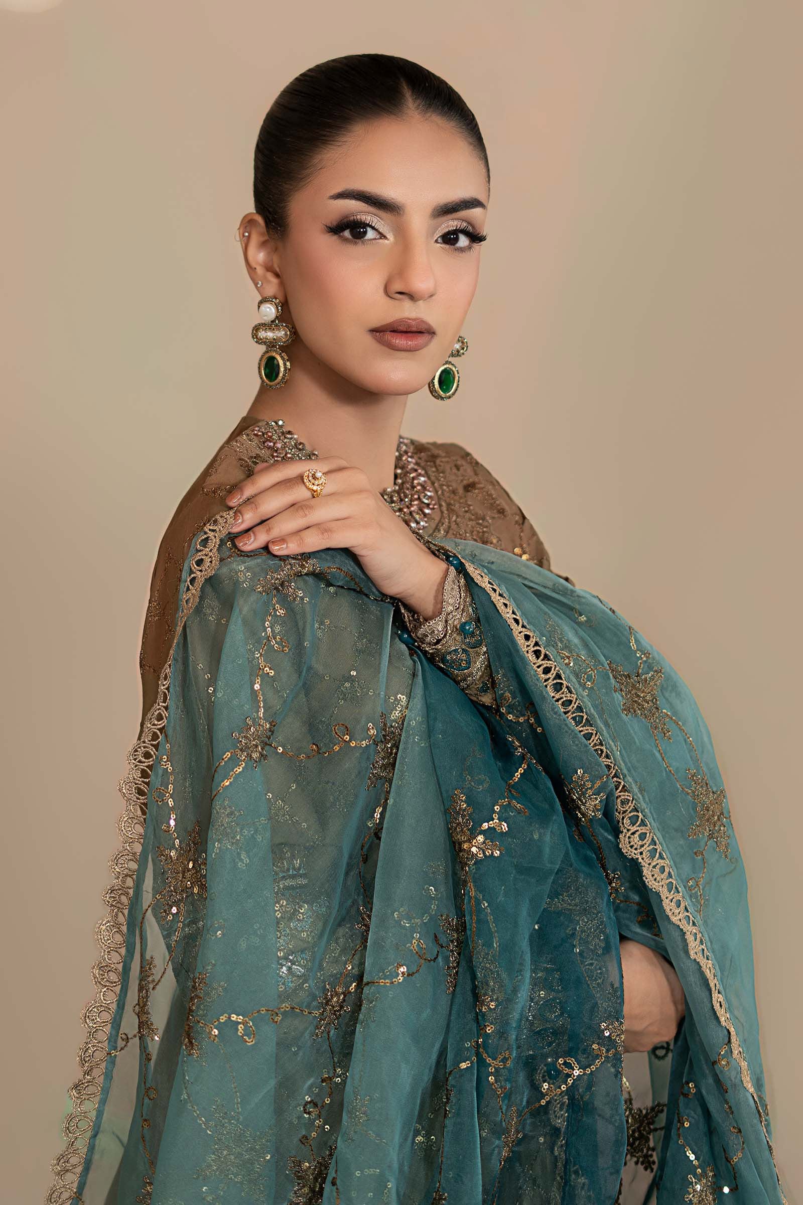 3 Piece Embroidered Cotton Satin Suit | CSS-808