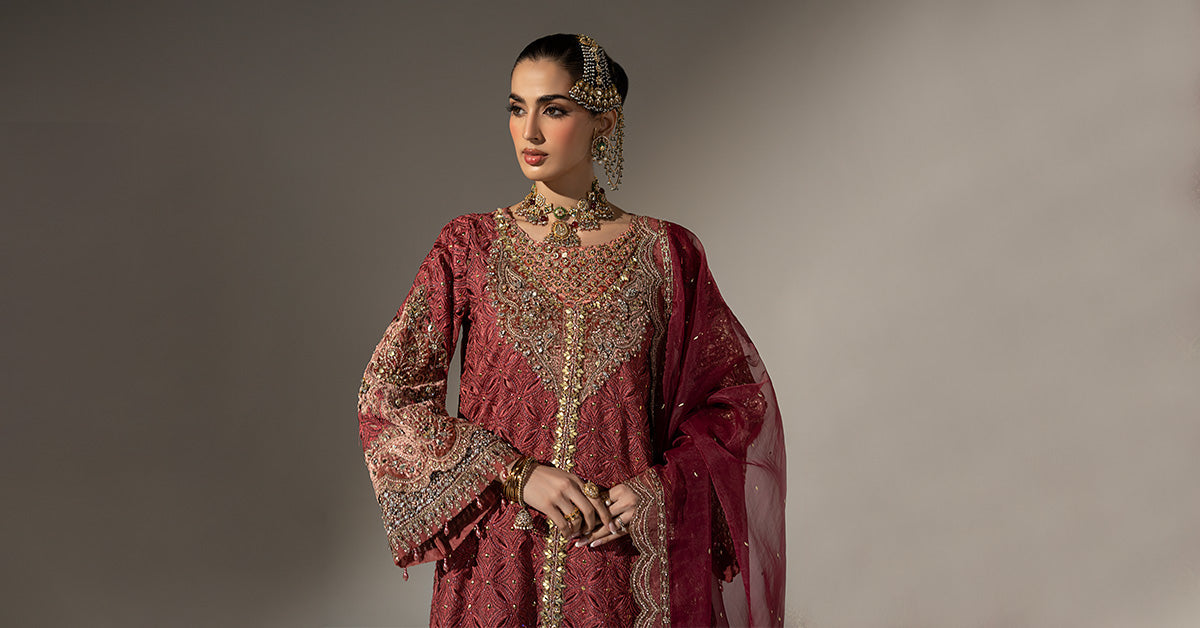 3 Piece Embroidered Organza Suit