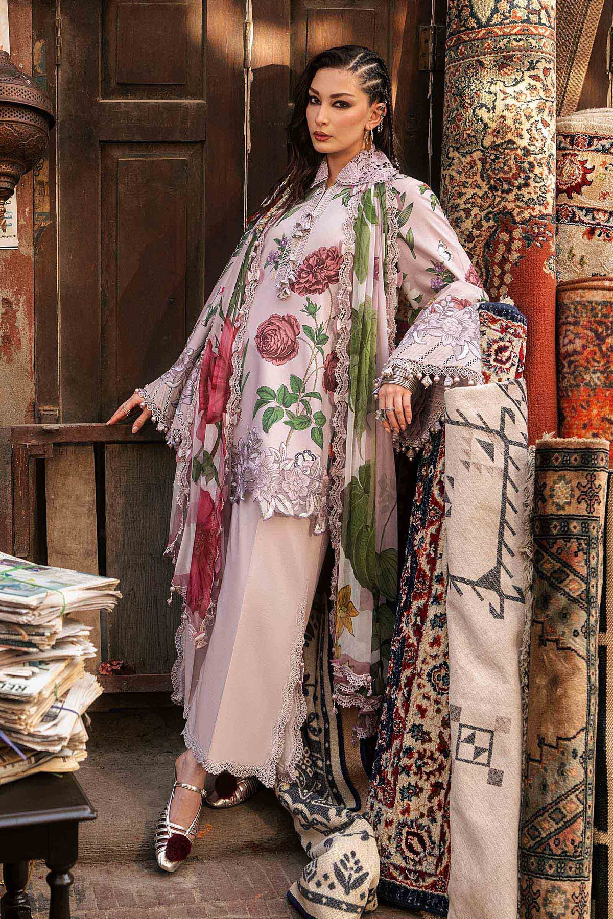 3 Piece Unstitched Embroidered Cambric Suit
