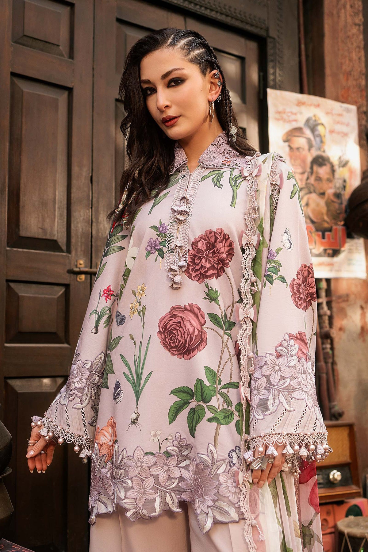 3 Piece Unstitched Embroidered Cambric Suit