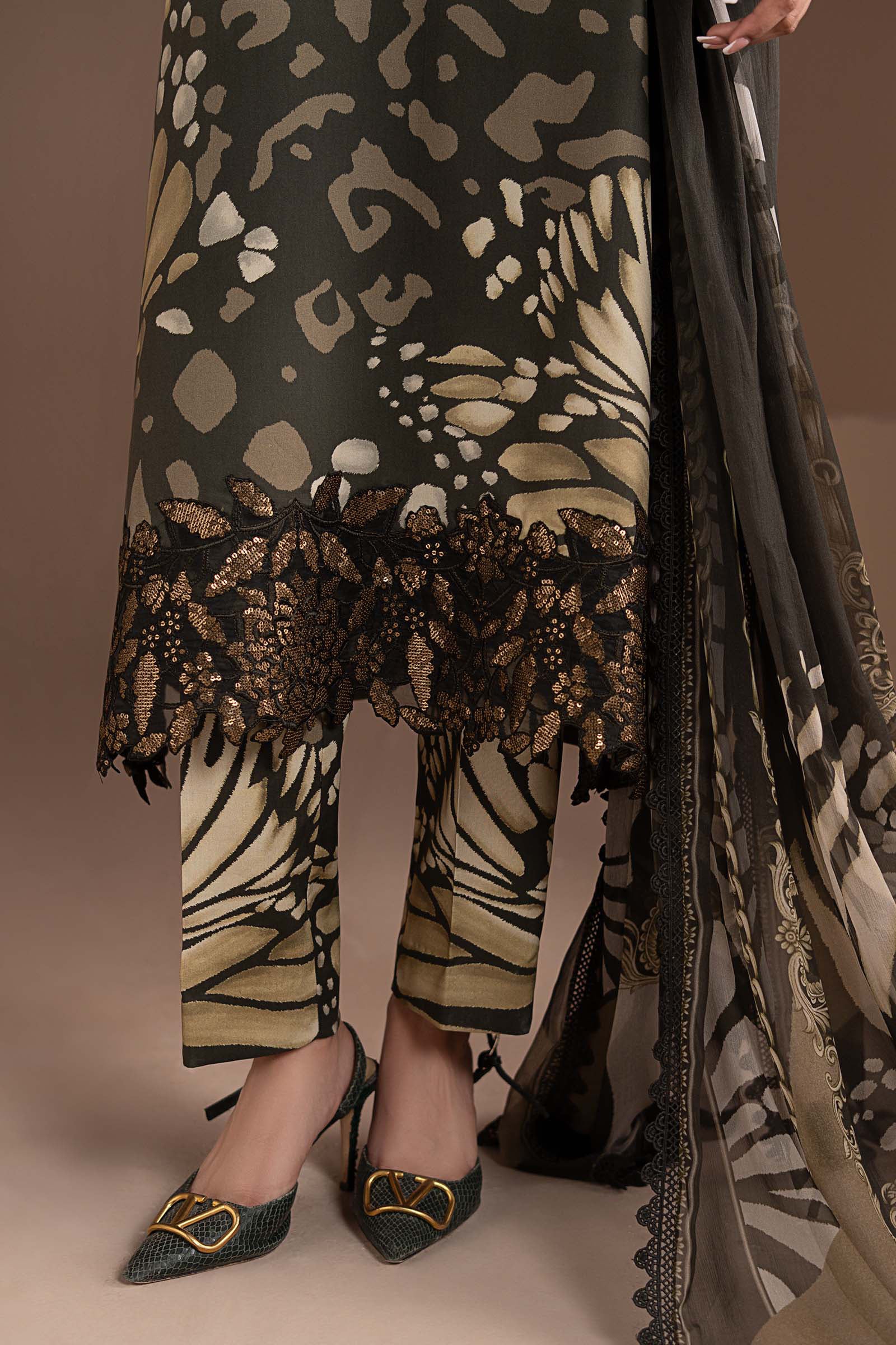 3 Piece Embroidered Linen Suit