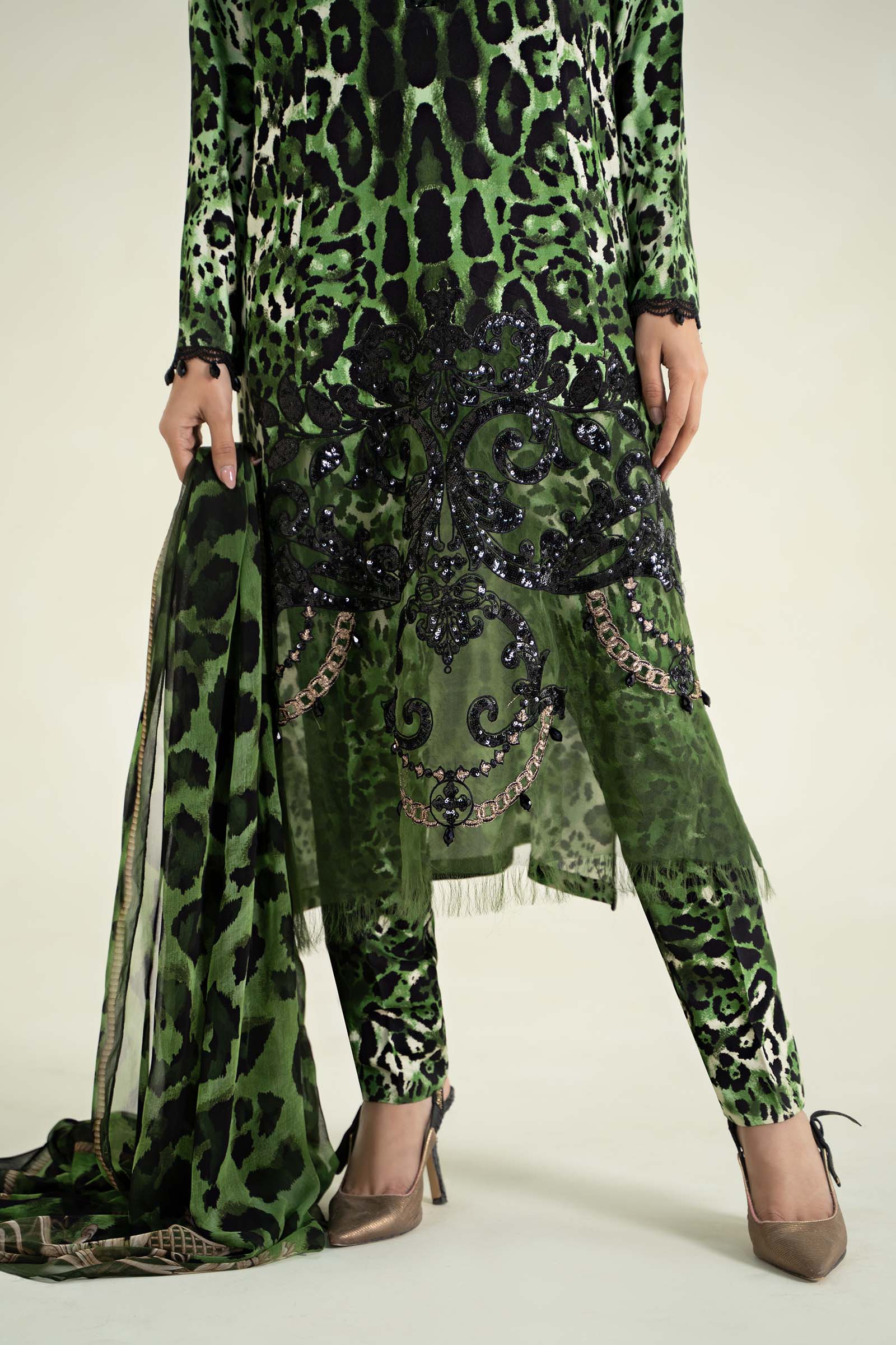 3 Piece Printed Linen Suit | MPS-2409-A