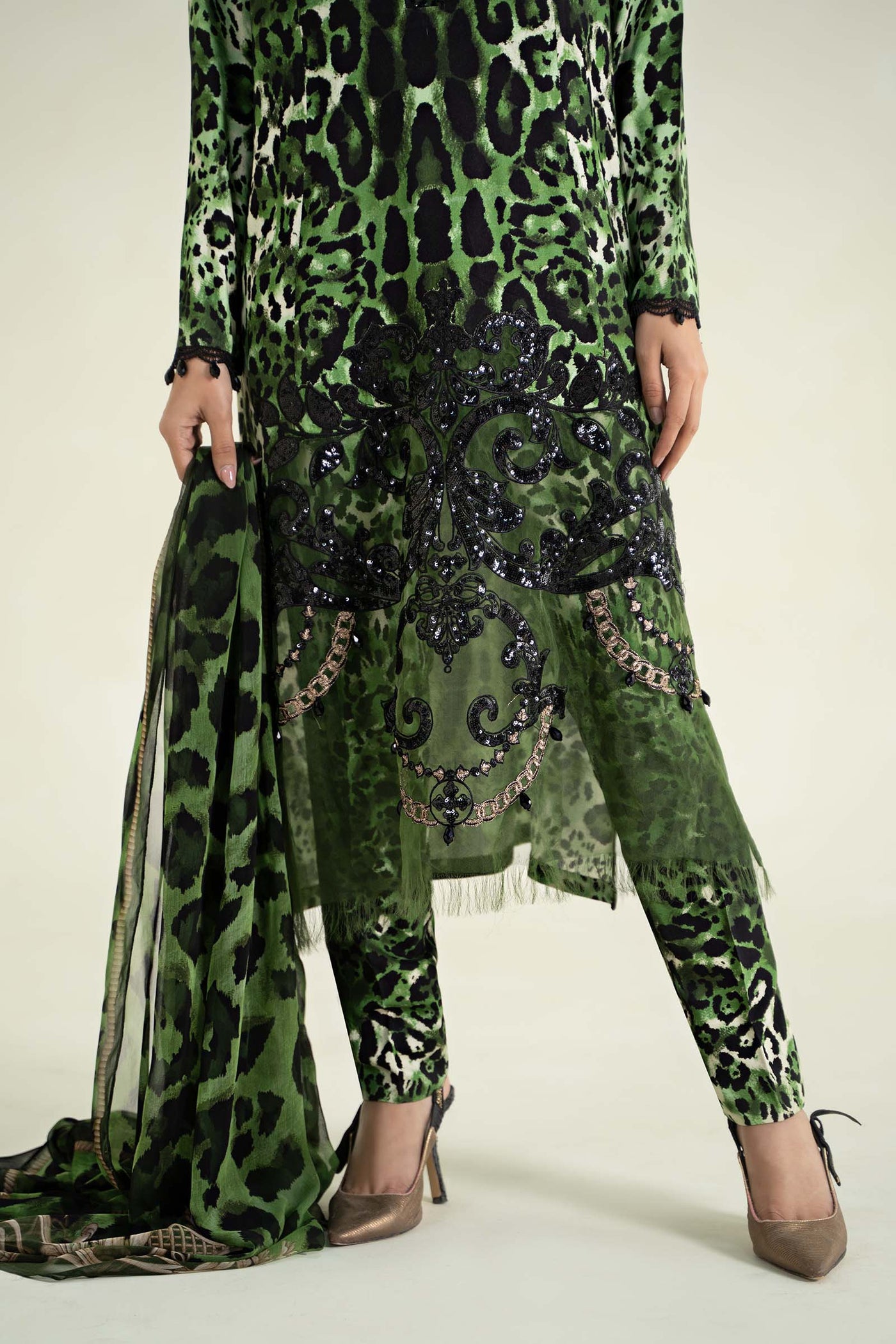 3 Piece Printed Linen Suit | MPS-2409-A