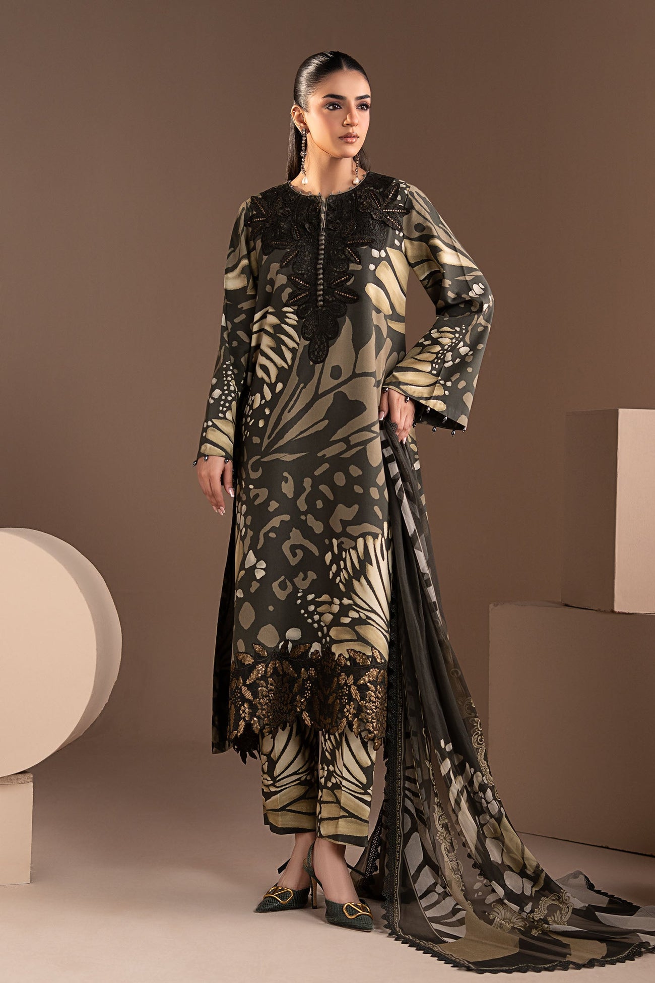 3 Piece Embroidered Linen Suit