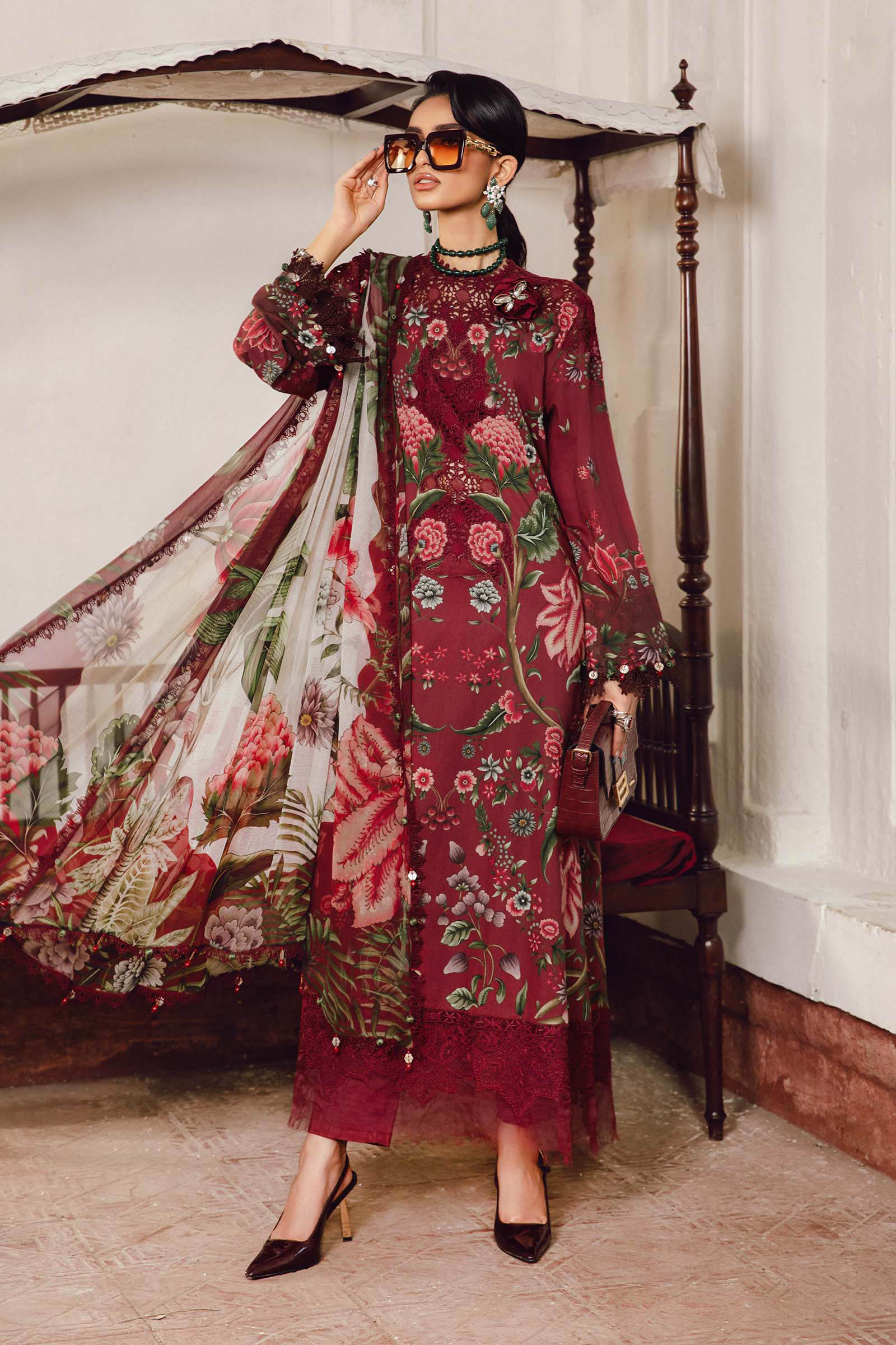 3 Piece Unstitched Embroidered Cambric Suit | MPT-2709-A
