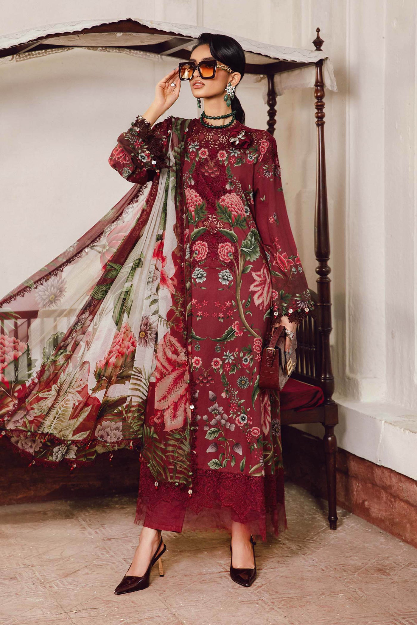 3 Piece Unstitched Embroidered Cambric Suit | MPT-2709-A