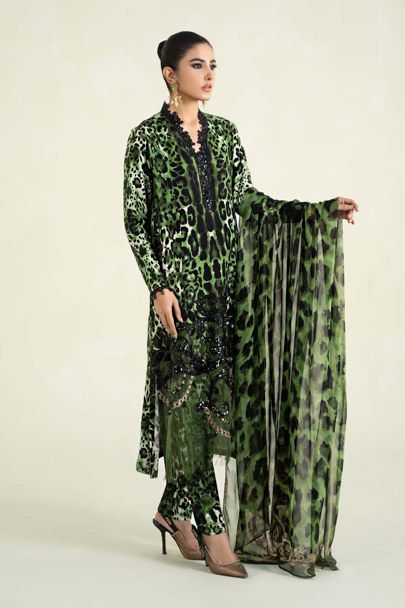 3 Piece Printed Linen Suit | MPS-2409-A