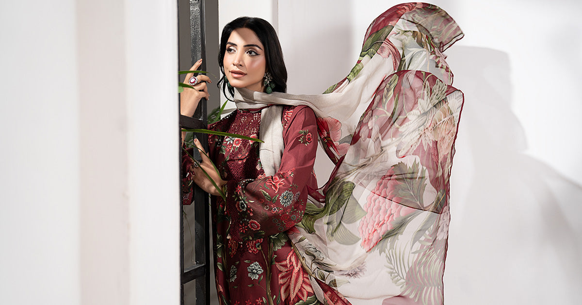 3 Piece Embroidered Cambric Suit