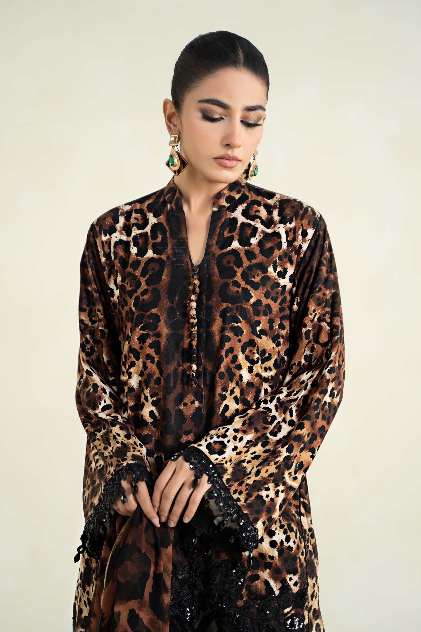 3 Piece Printed Linen Suit | MPS-2409-B