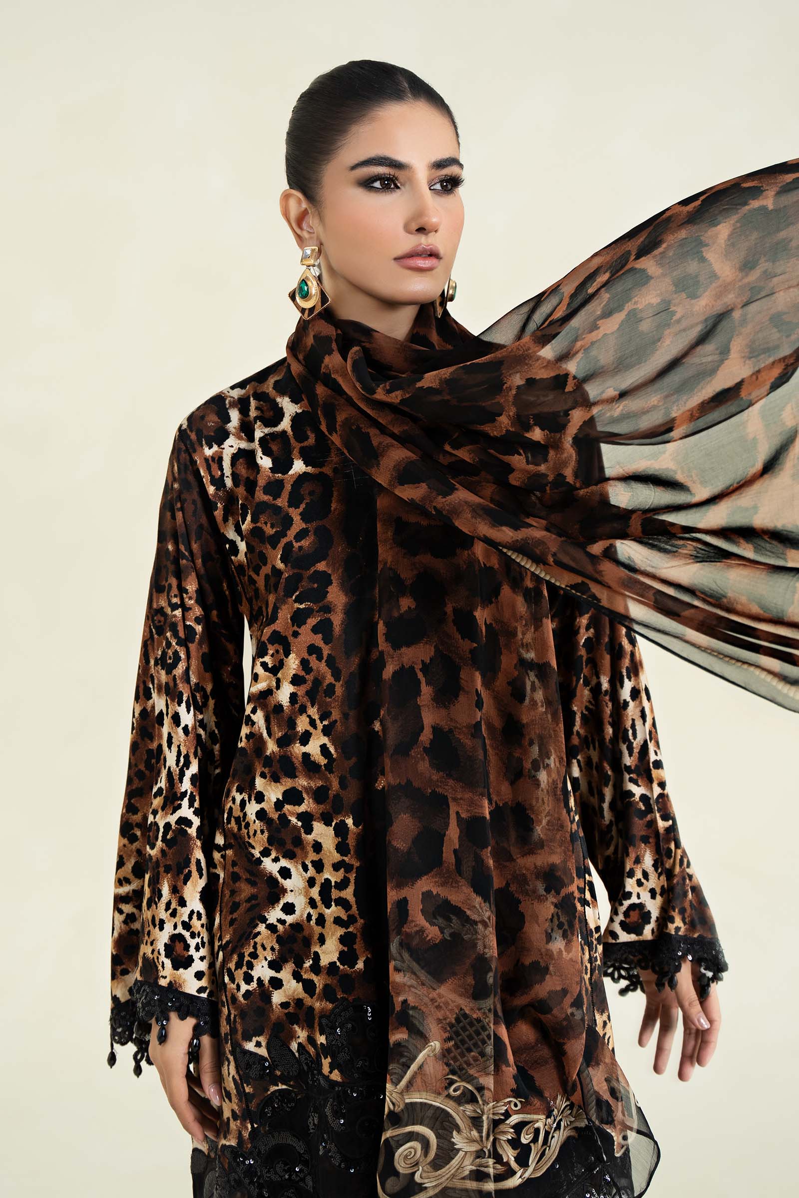 3 Piece Printed Linen Suit | MPS-2409-B