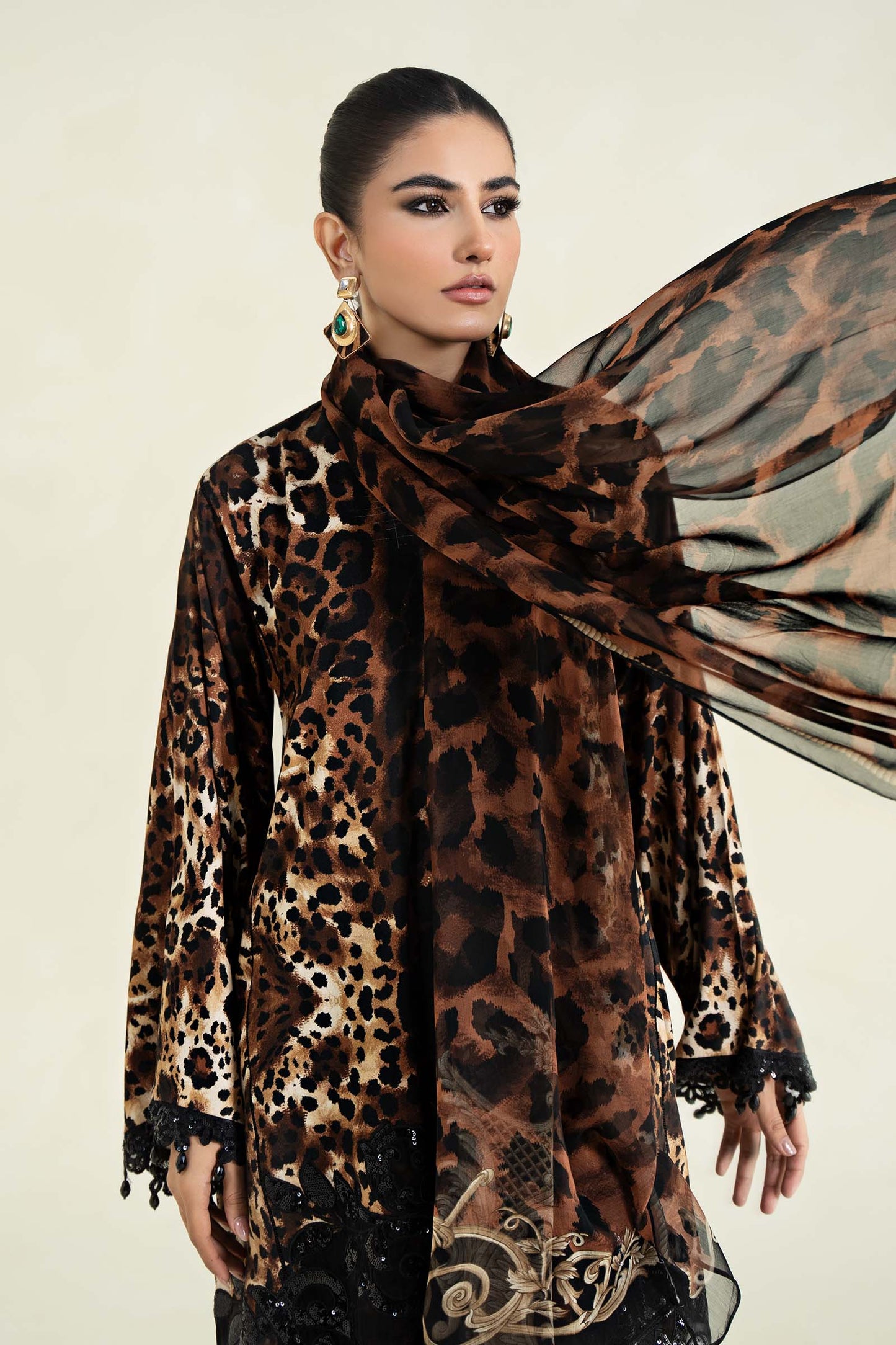 3 Piece Printed Linen Suit | MPS-2409-B