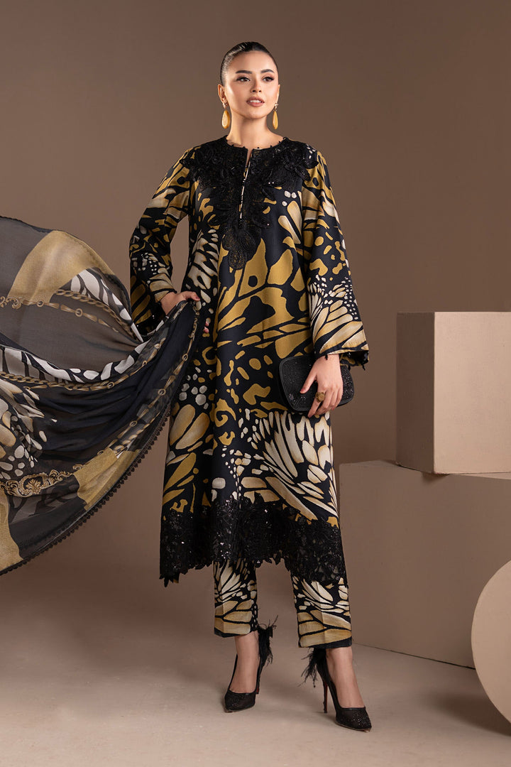 3 Piece Embroidered Linen Suit All Products MS2809B-SML-00B