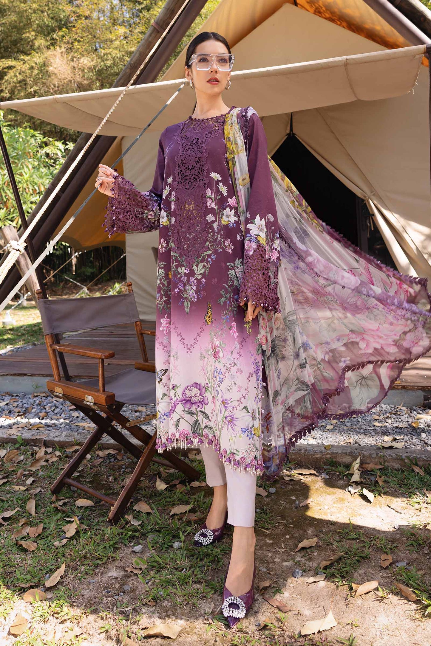 3 Piece Unstitched Embroidered Lawn Suit