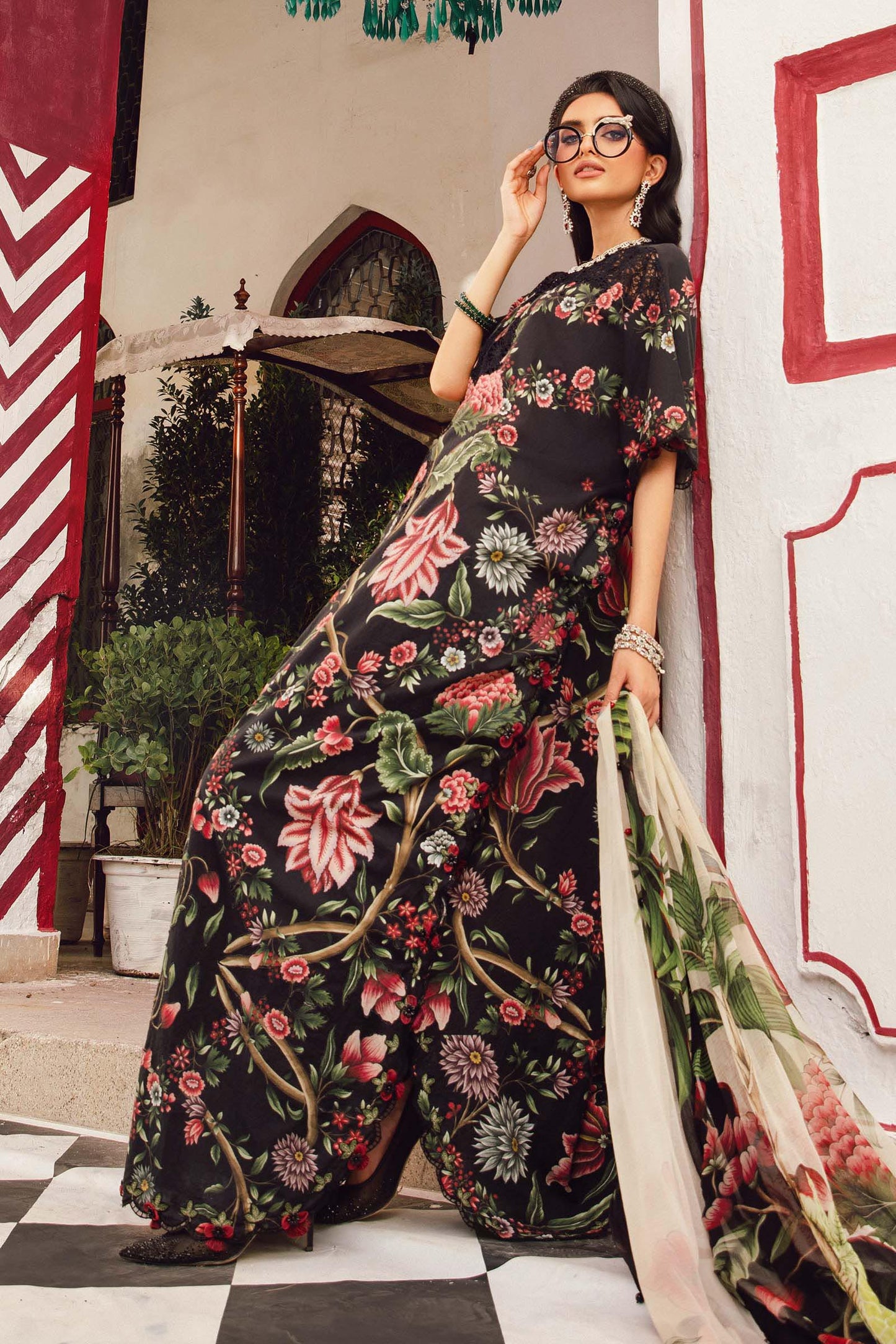 3 Piece Unstitched Embroidered Cambric Suit | MPT-2709-B
