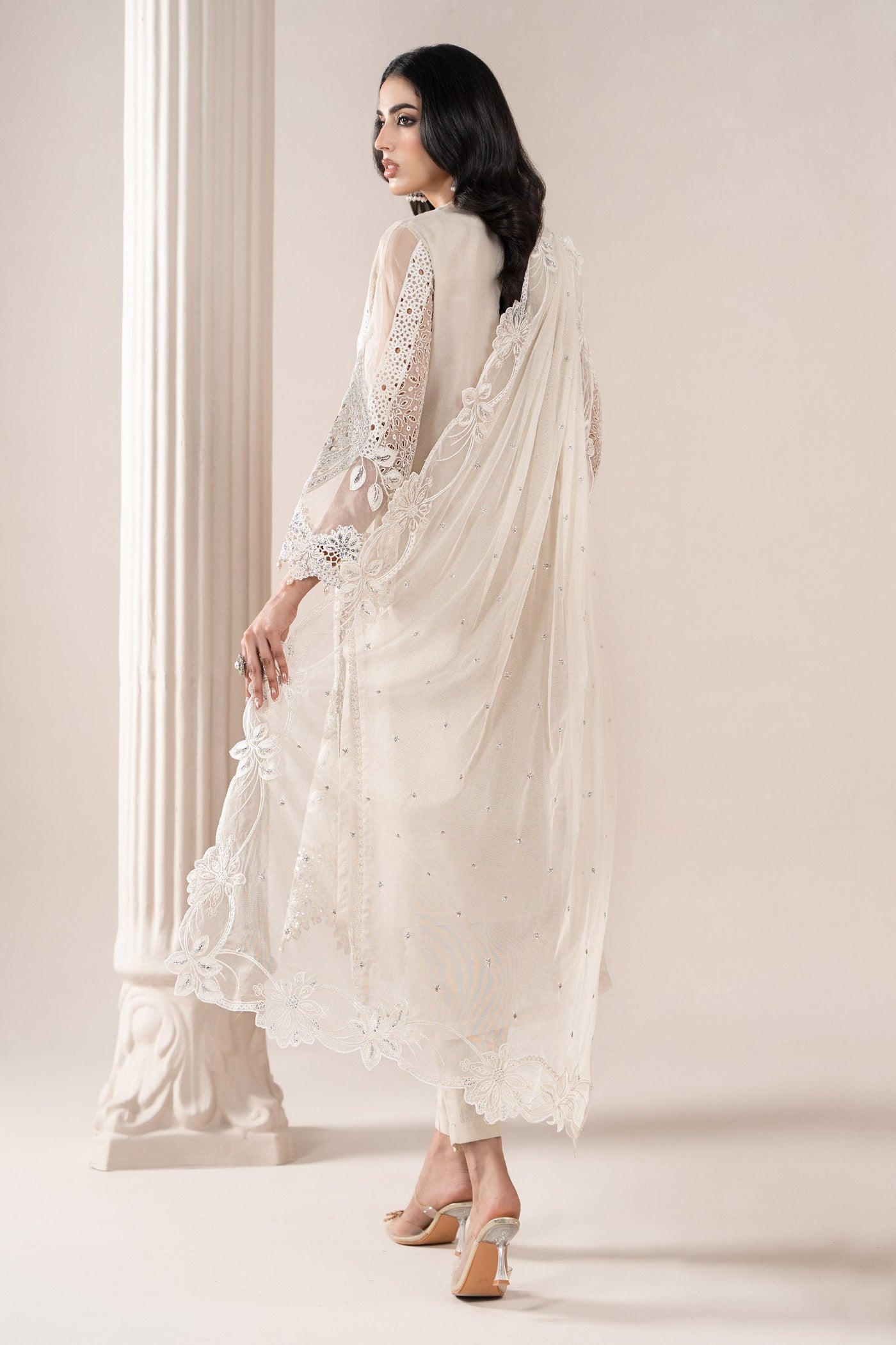 3 Piece Embroidered Organza Suit | ELS-25-09