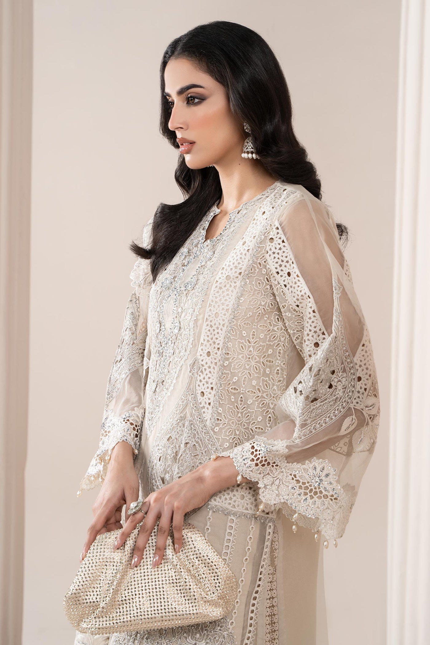 3 Piece Embroidered Organza Suit | ELS-25-09